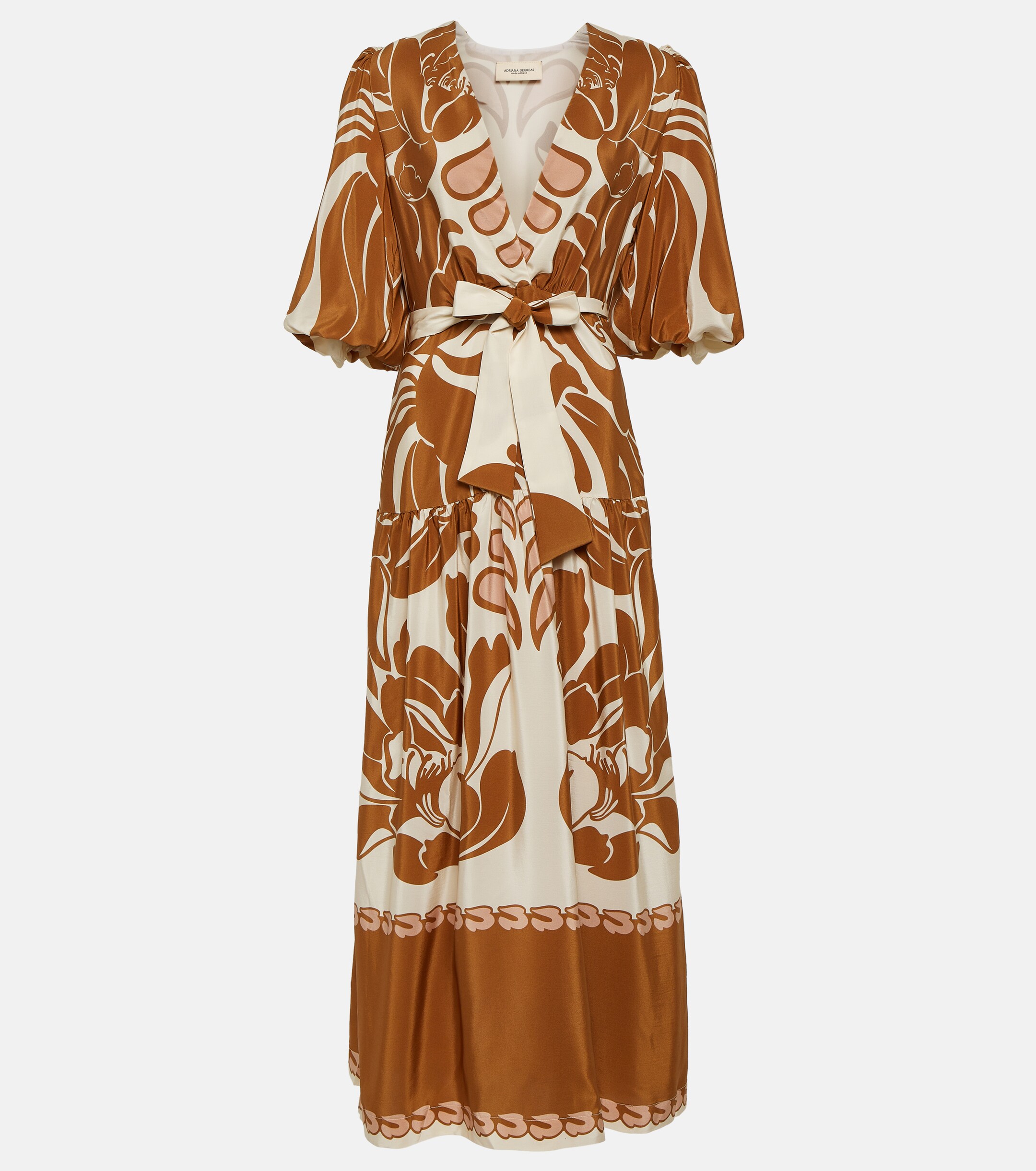 Adriana Degreas Printed puff-sleeve silk maxi dress thumbnail