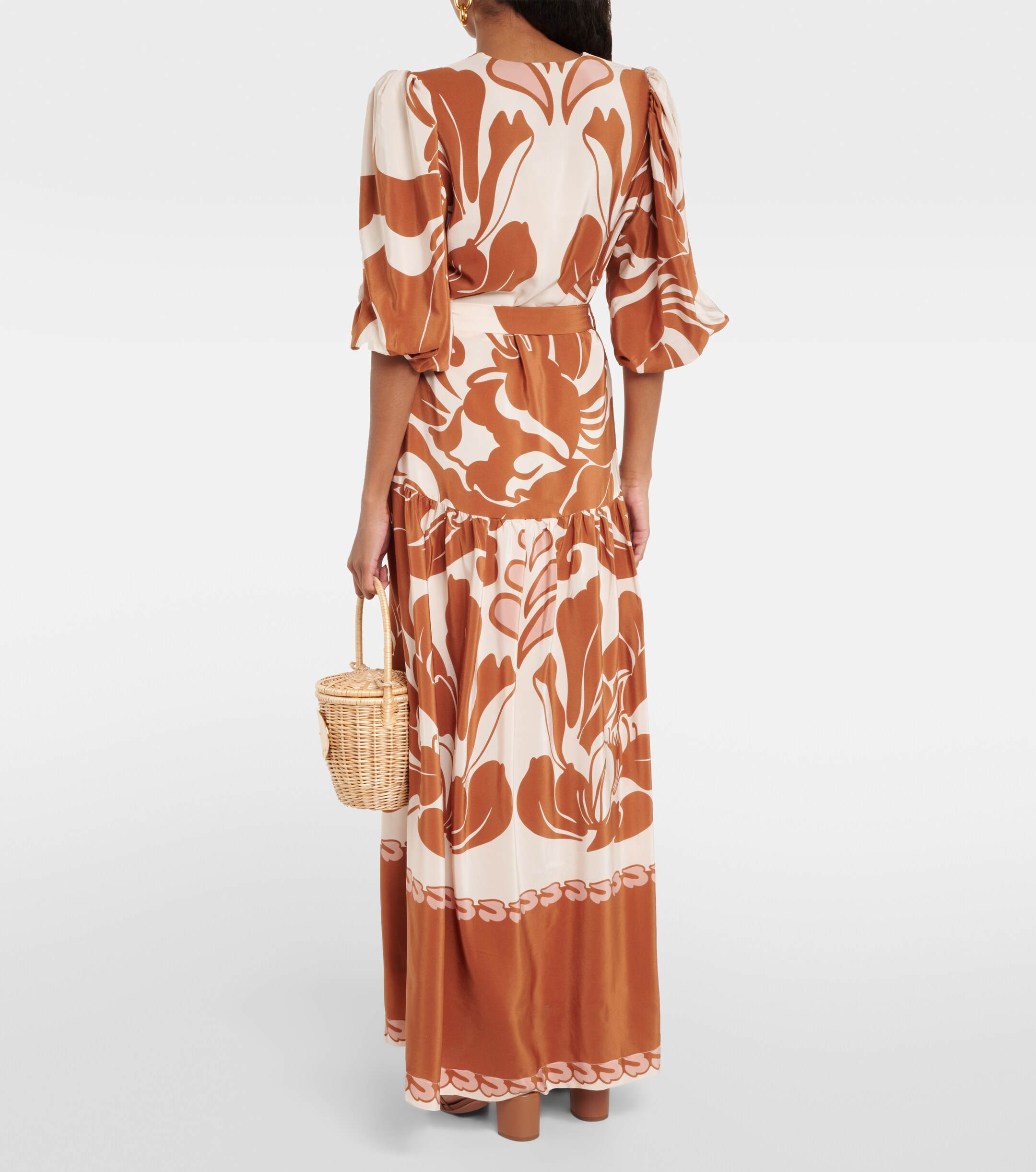 Adriana Degreas Printed puff-sleeve silk maxi dress thumbnail