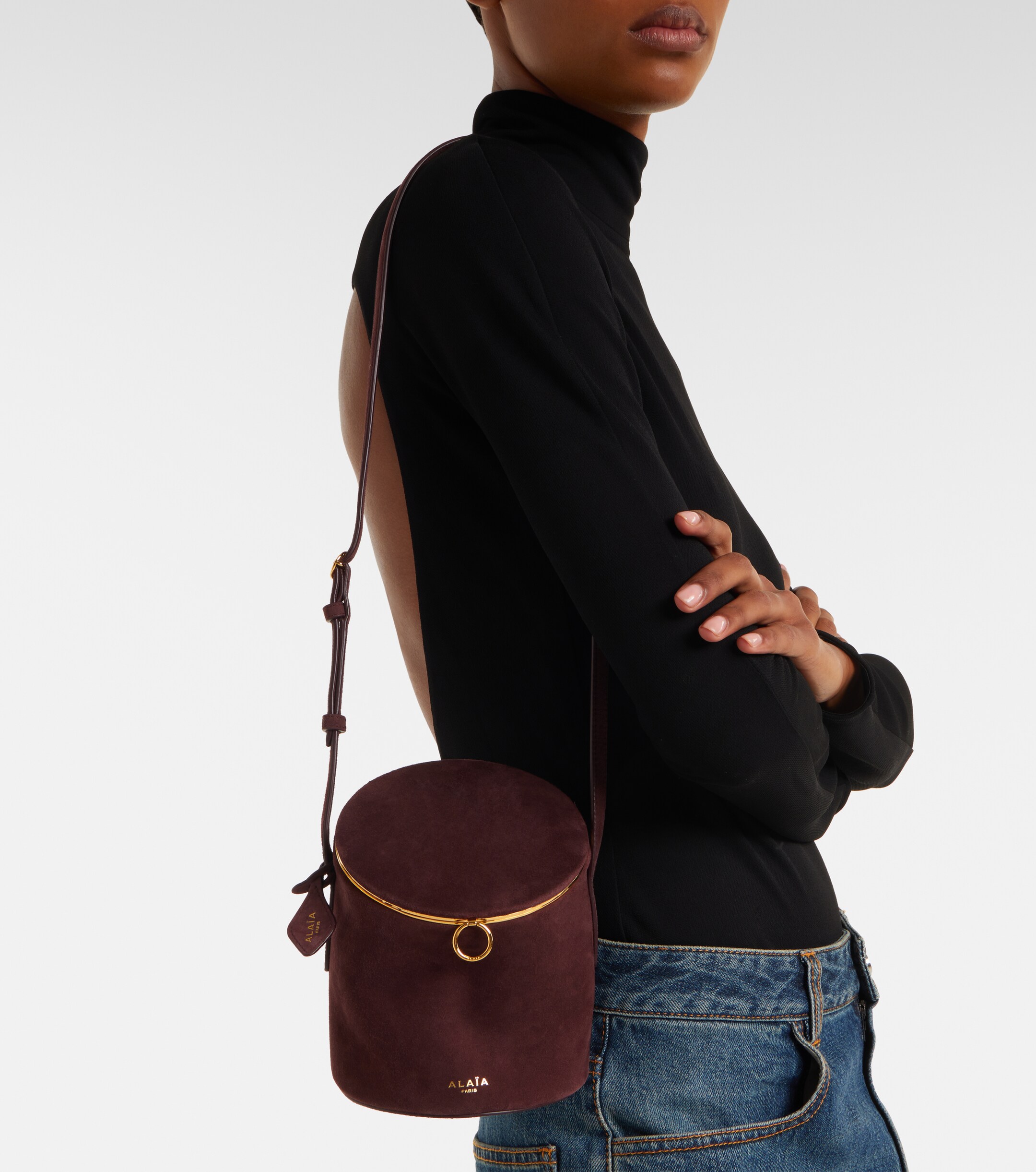 Alaïa La Canette Small suede bucket bag
