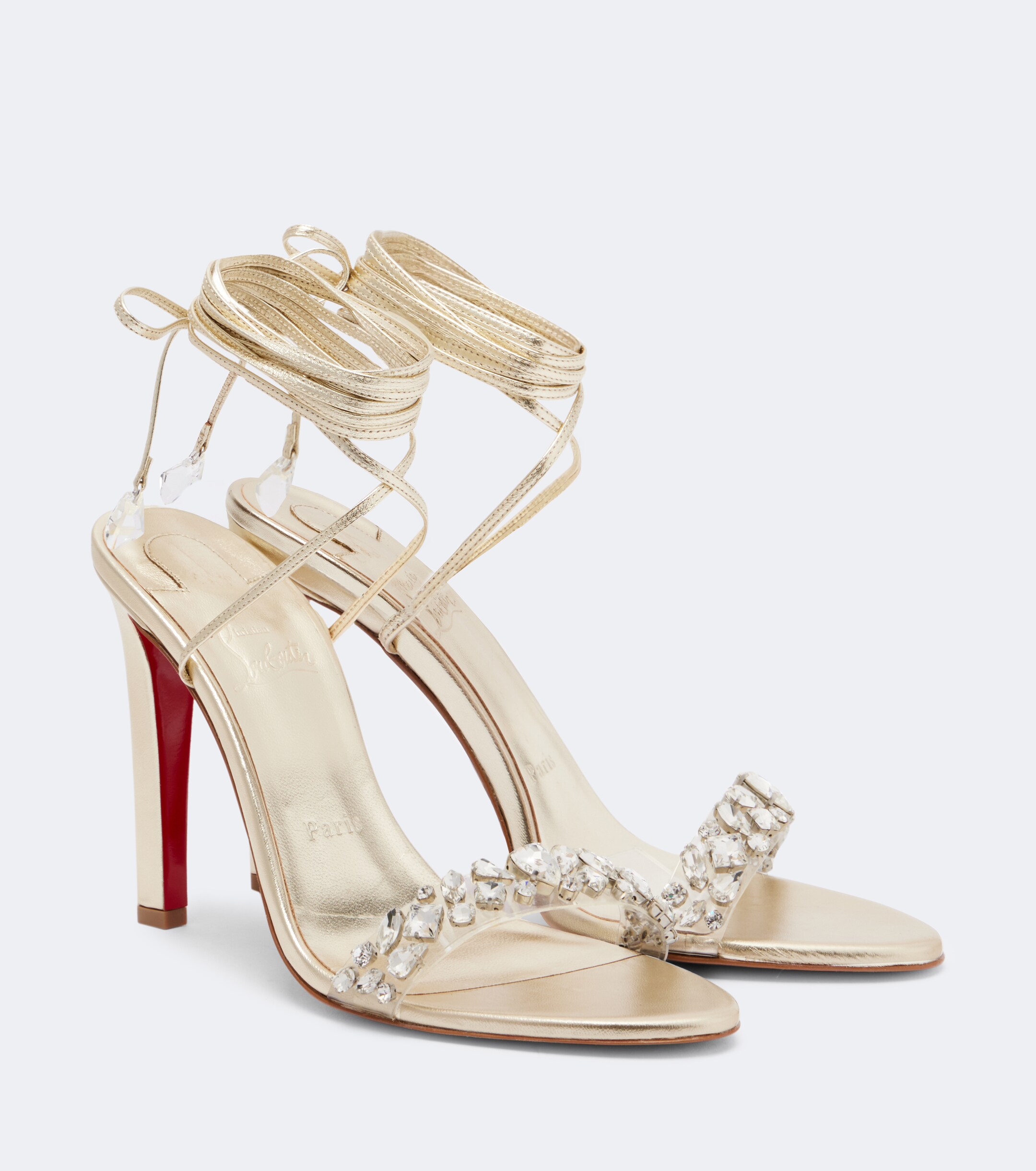 CHRISTIAN LOUBOUTIN Christian Louboutin Fanny embellished metallic leather sandals