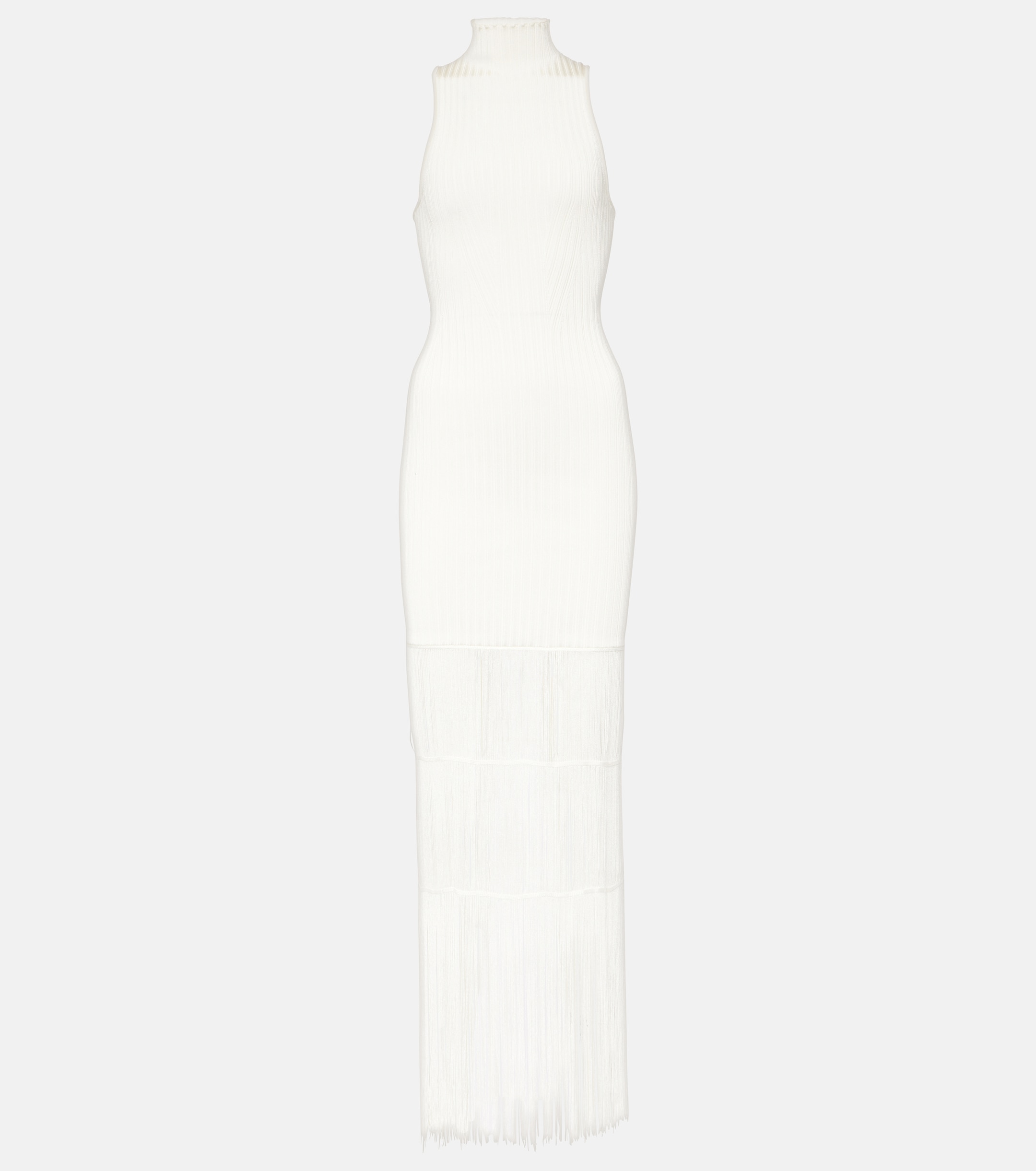 KHAITE Zare fringed ribbed-knit maxi dress