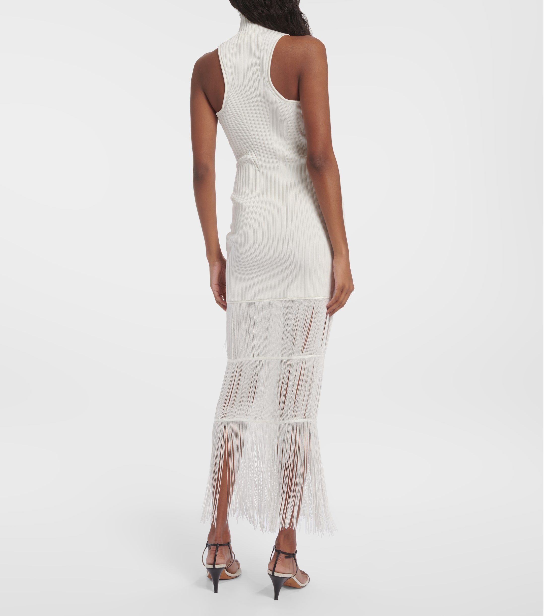 KHAITE Zare fringed ribbed-knit maxi dress