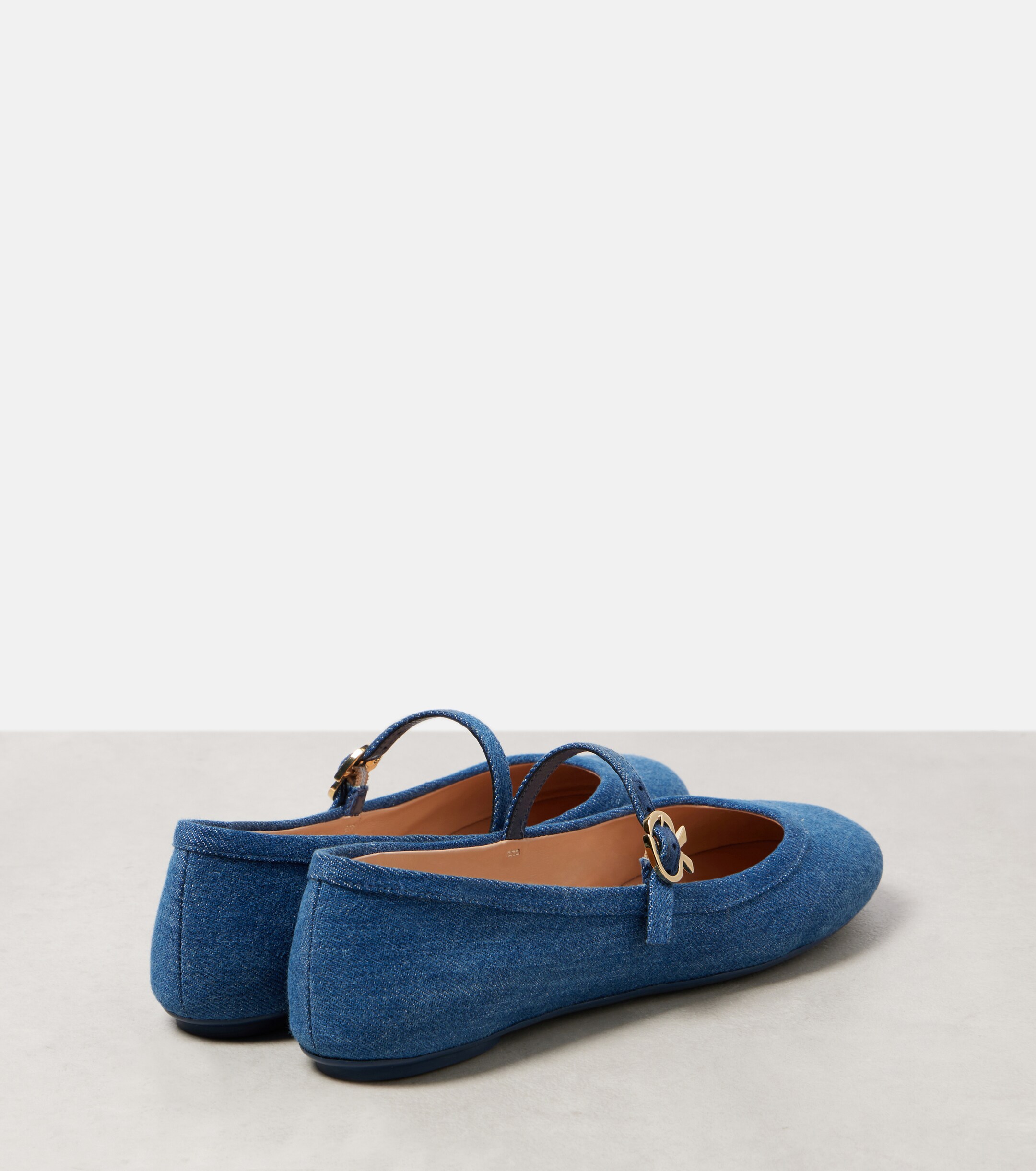 GIANVITO ROSSI Carla denim Mary Jane flats thumbnail