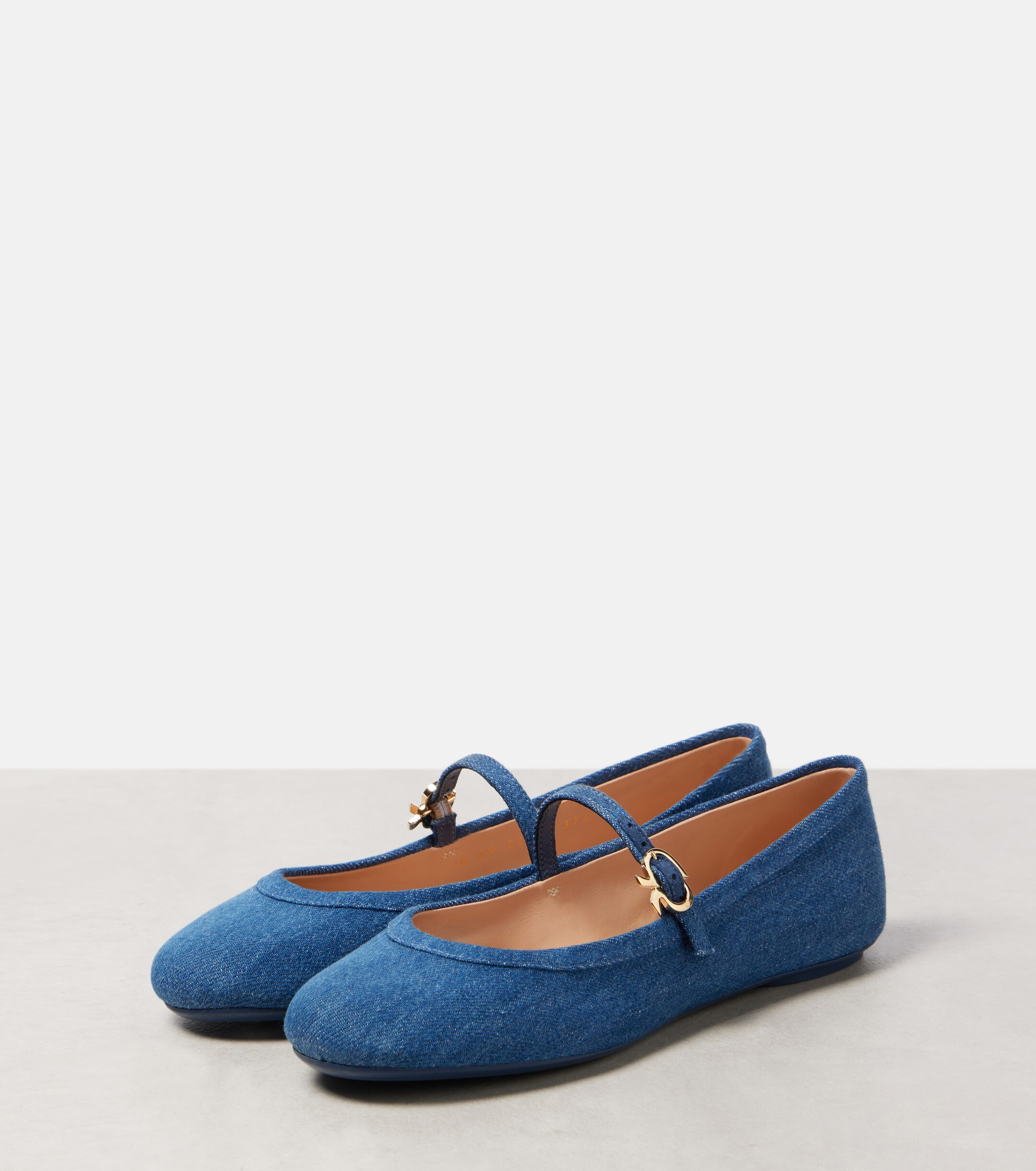 GIANVITO ROSSI Carla denim Mary Jane flats thumbnail