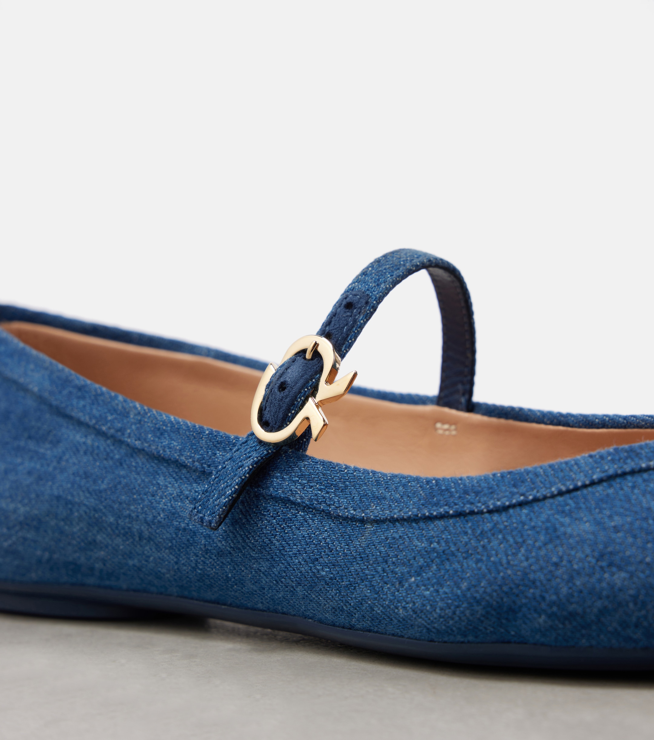 GIANVITO ROSSI Carla denim Mary Jane flats thumbnail