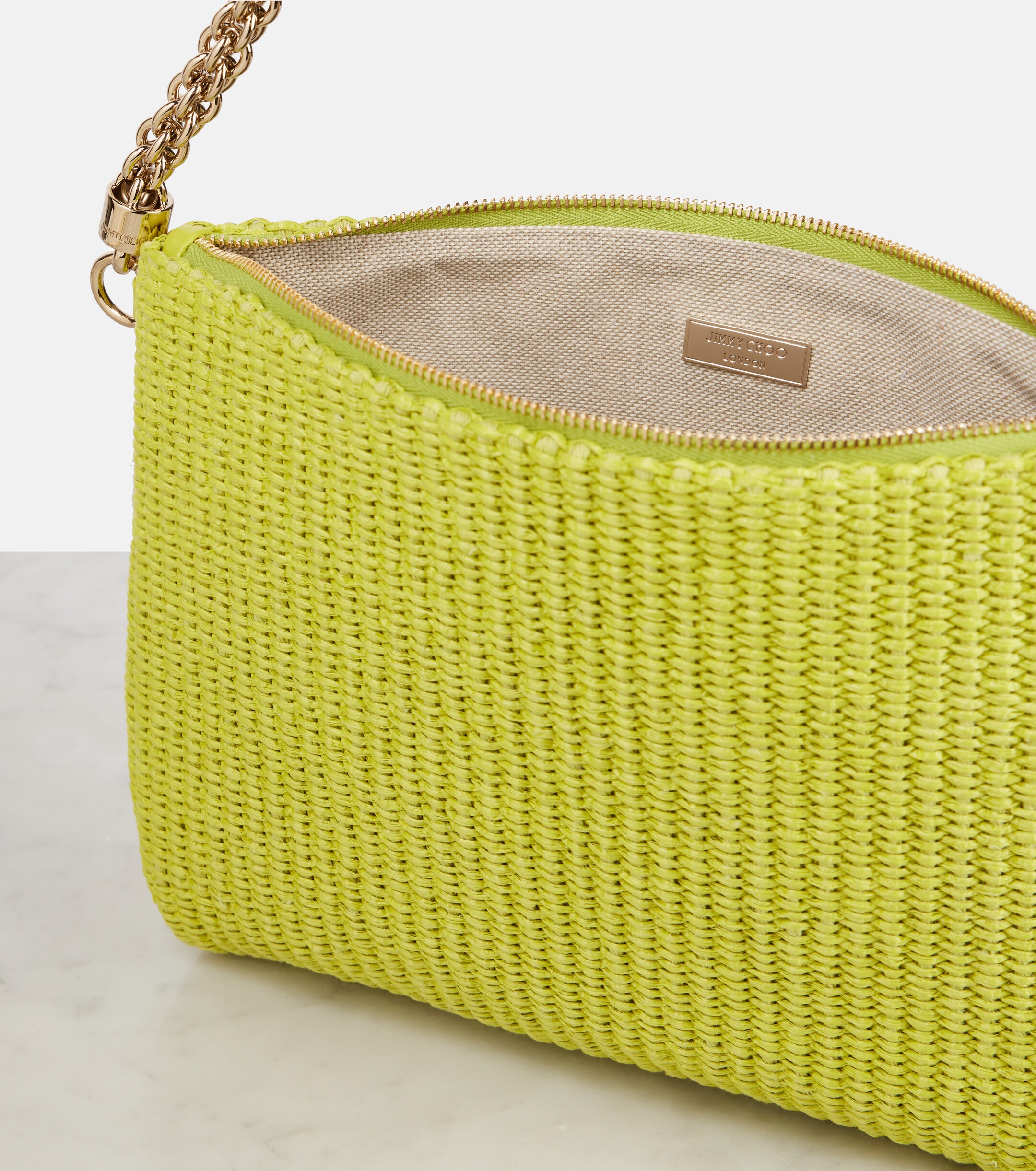 JIMMY CHOO Callie raffia shoulder bag