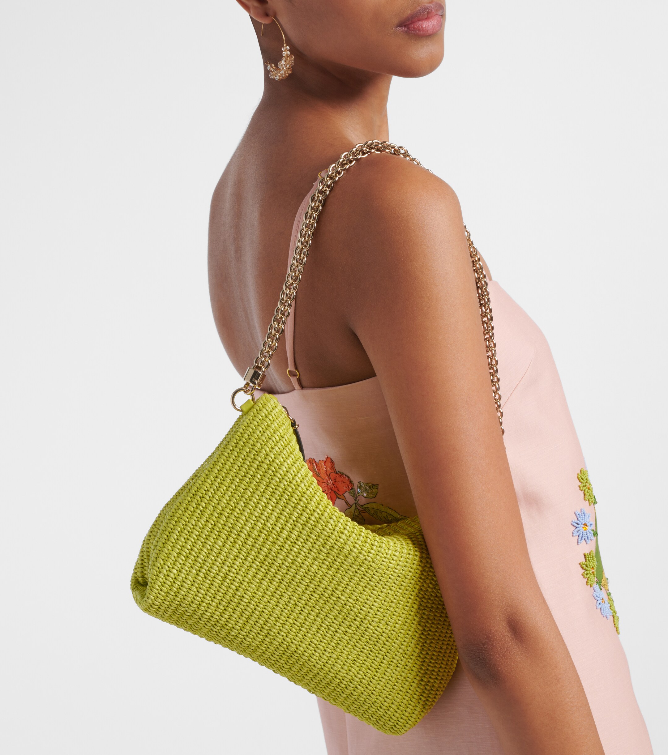 JIMMY CHOO Callie raffia shoulder bag