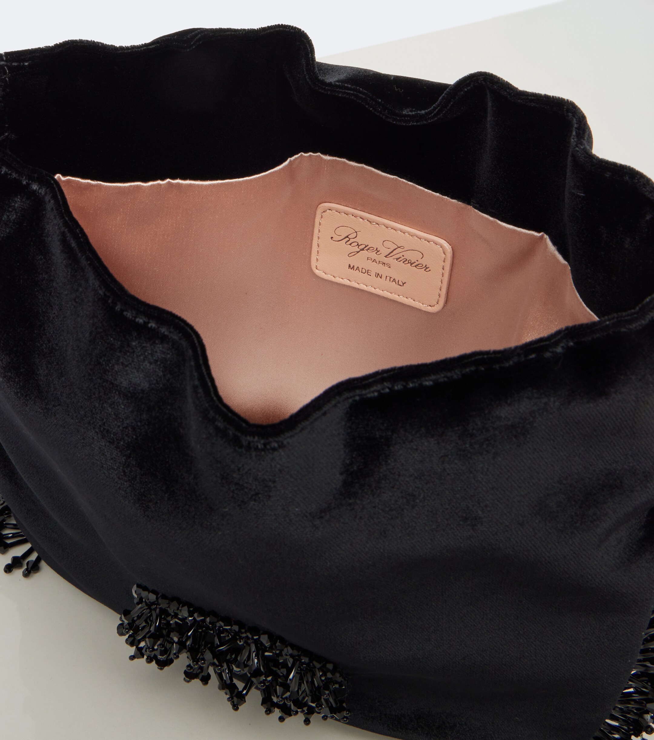 ROGER VIVIER Pilgrim Mini beaded velvet bucket bag