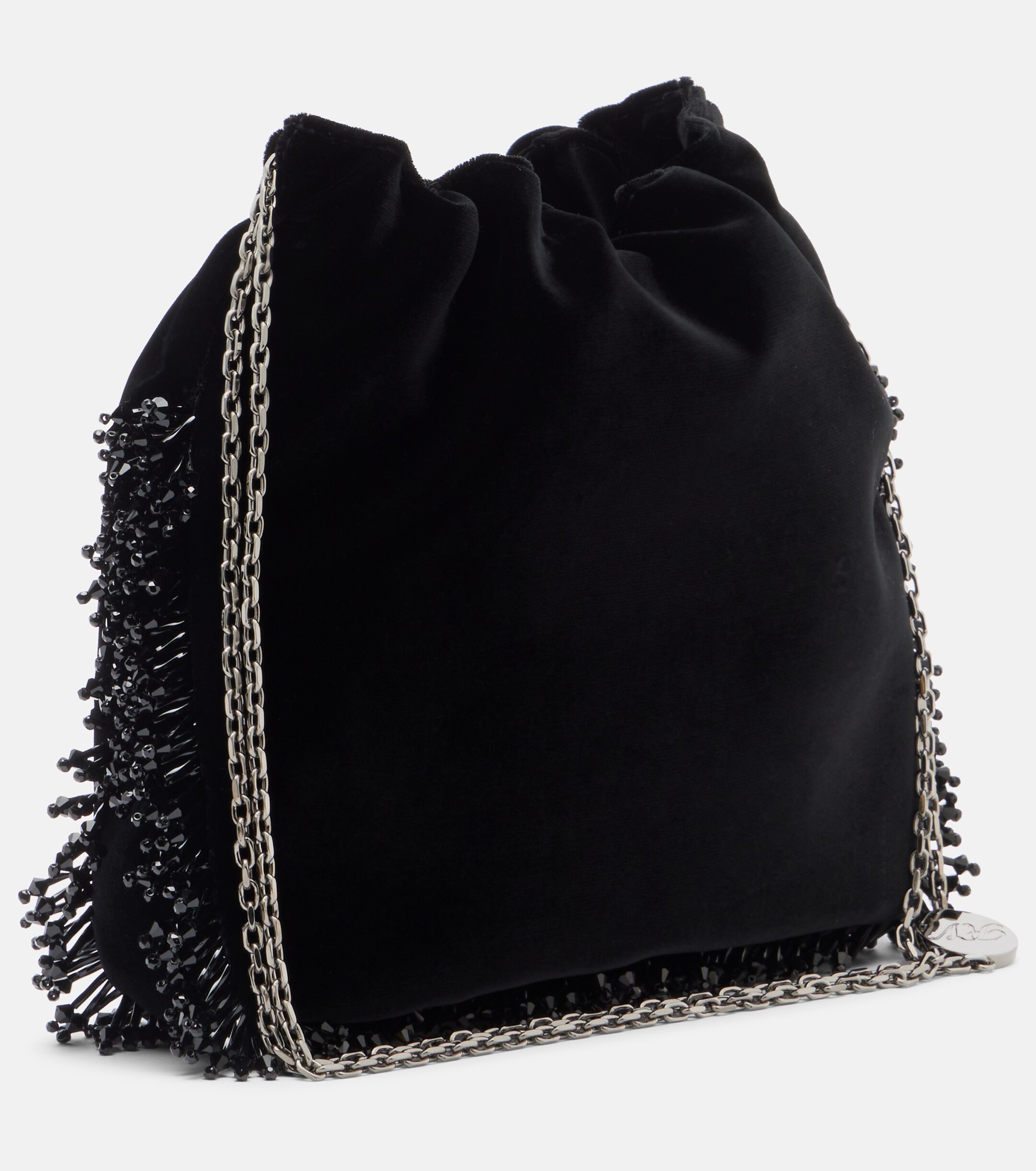 ROGER VIVIER Pilgrim Mini beaded velvet bucket bag