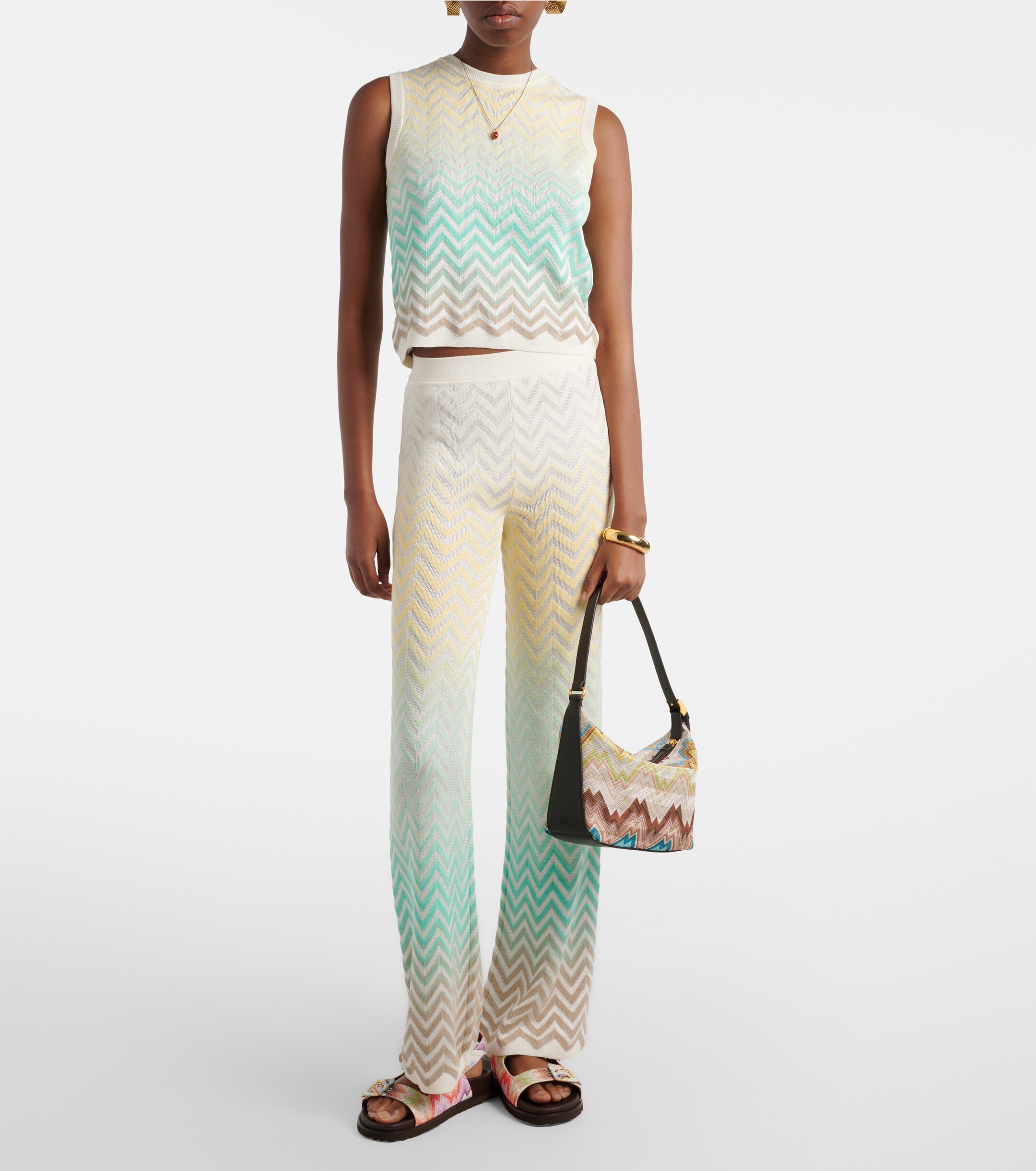 Missoni Soft Zigzag leather-trimmed shoulder bag