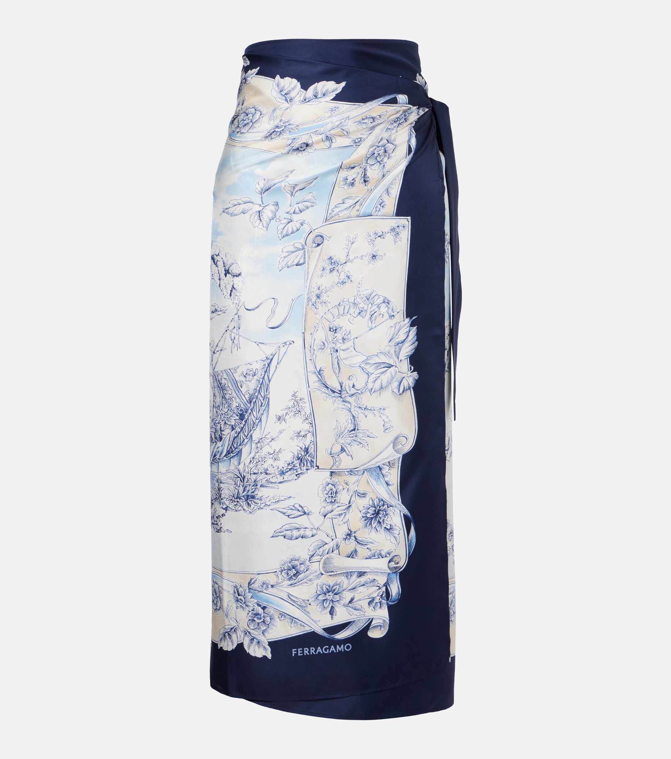 Ferragamo Ferragamo Printed silk wrap skirt