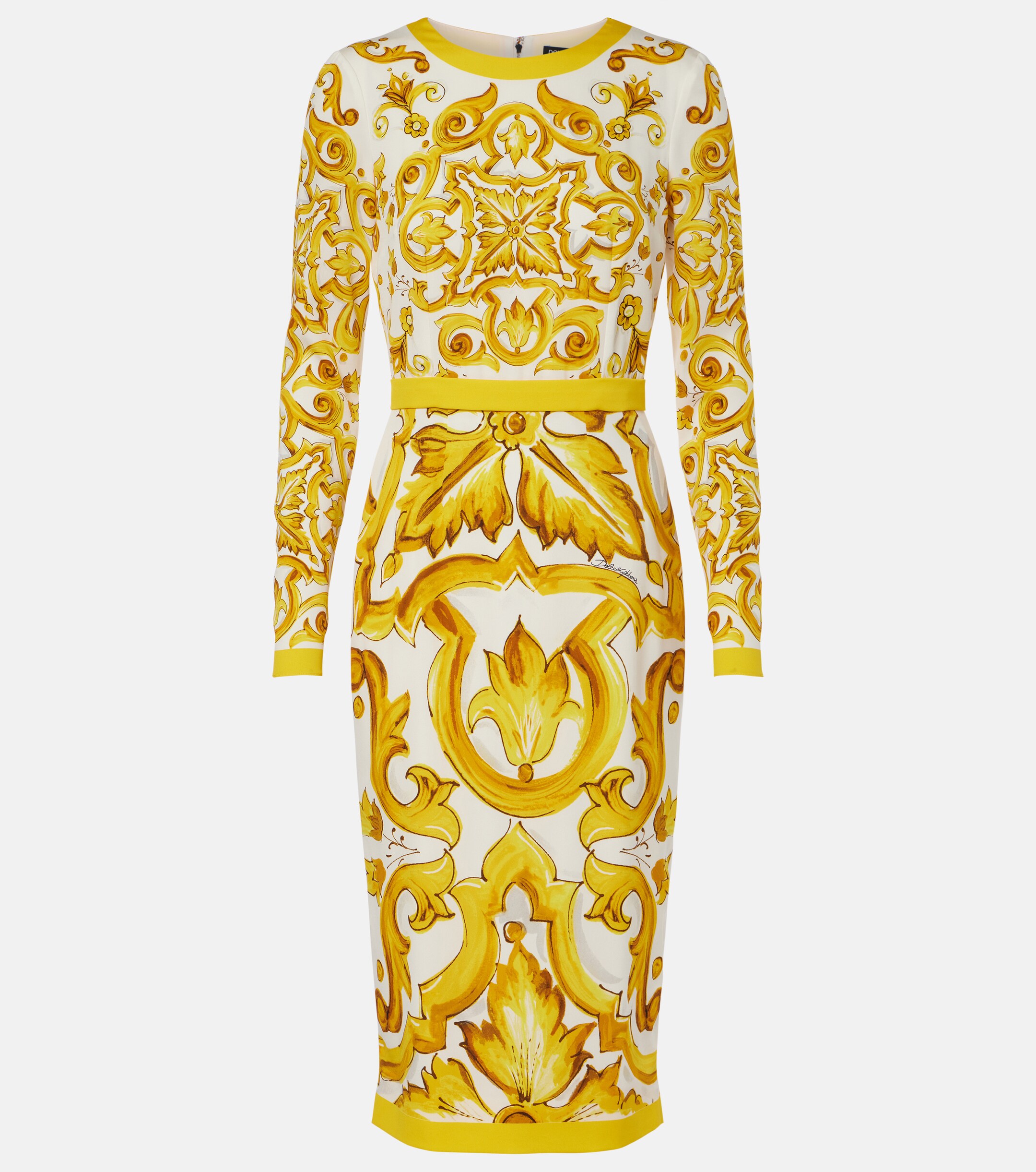 Dolce&Gabbana Majolica silk-blend charmeuse midi dress thumbnail