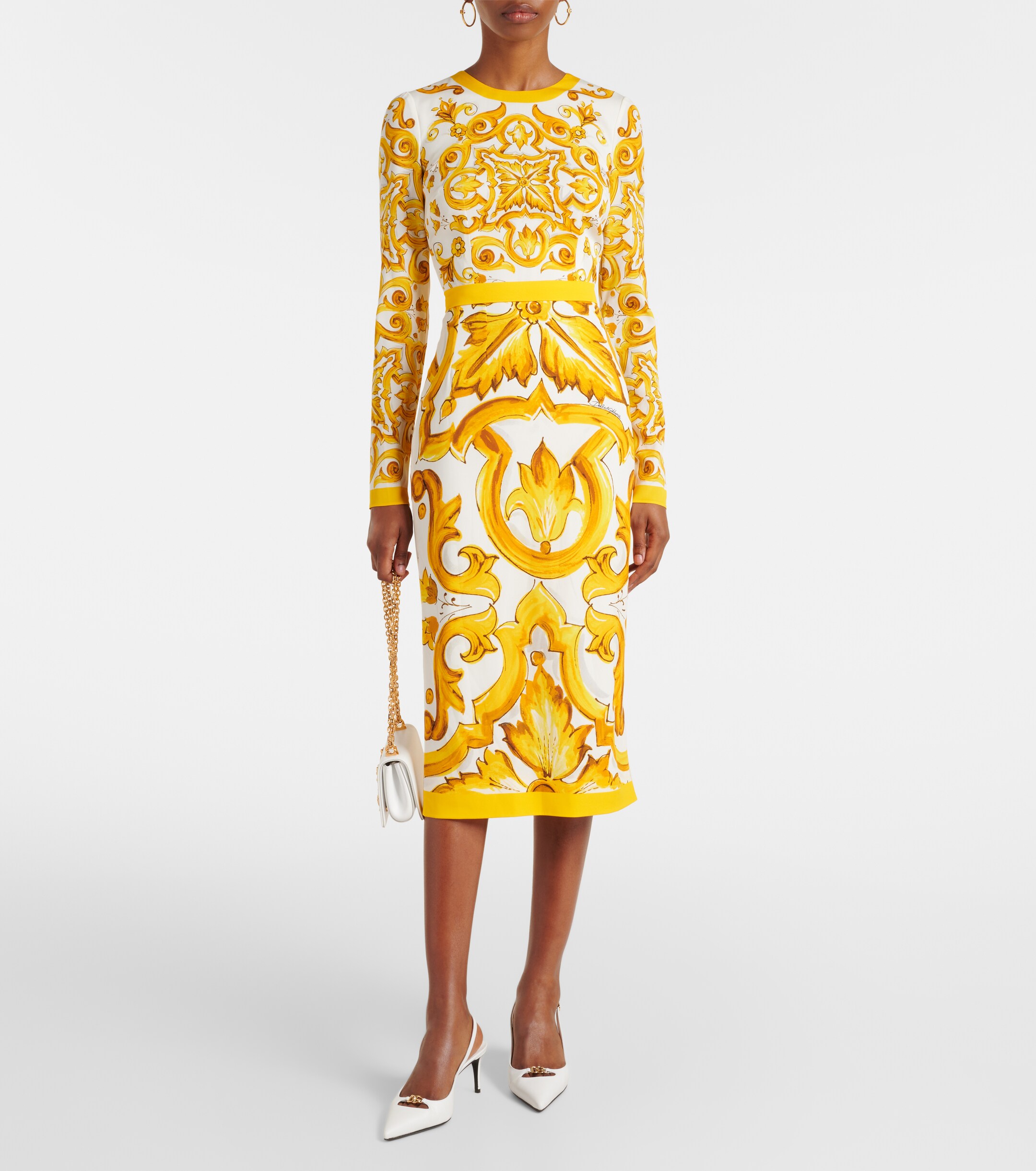 Dolce&Gabbana Majolica silk-blend charmeuse midi dress