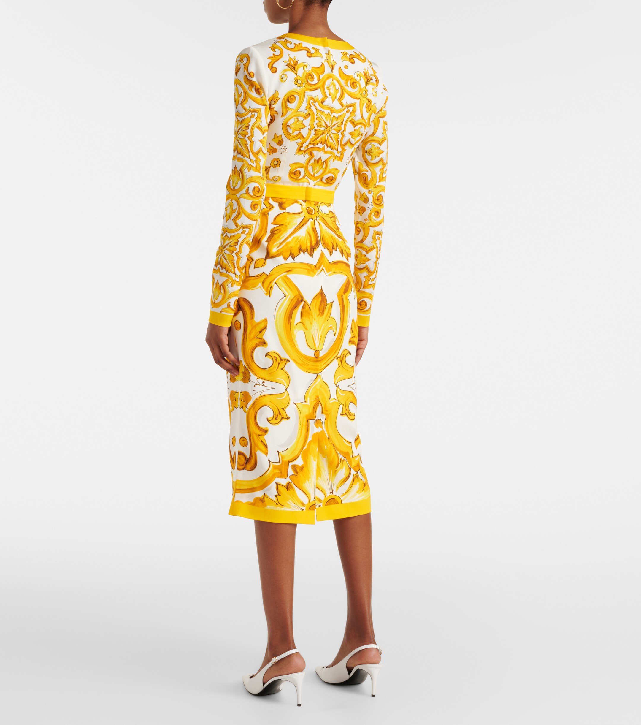Dolce&Gabbana Majolica silk-blend charmeuse midi dress thumbnail