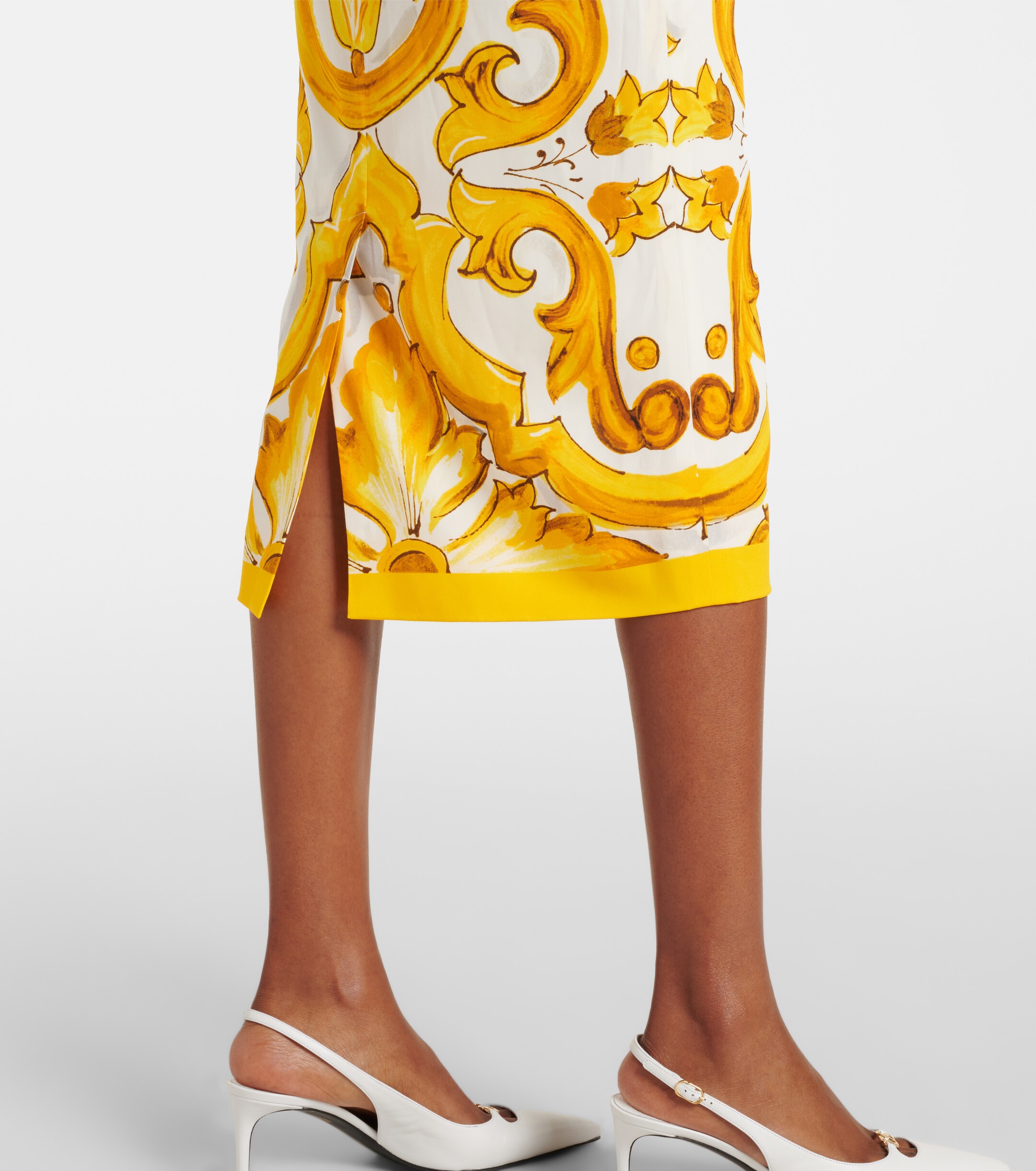 Dolce&Gabbana Majolica silk-blend charmeuse midi dress thumbnail