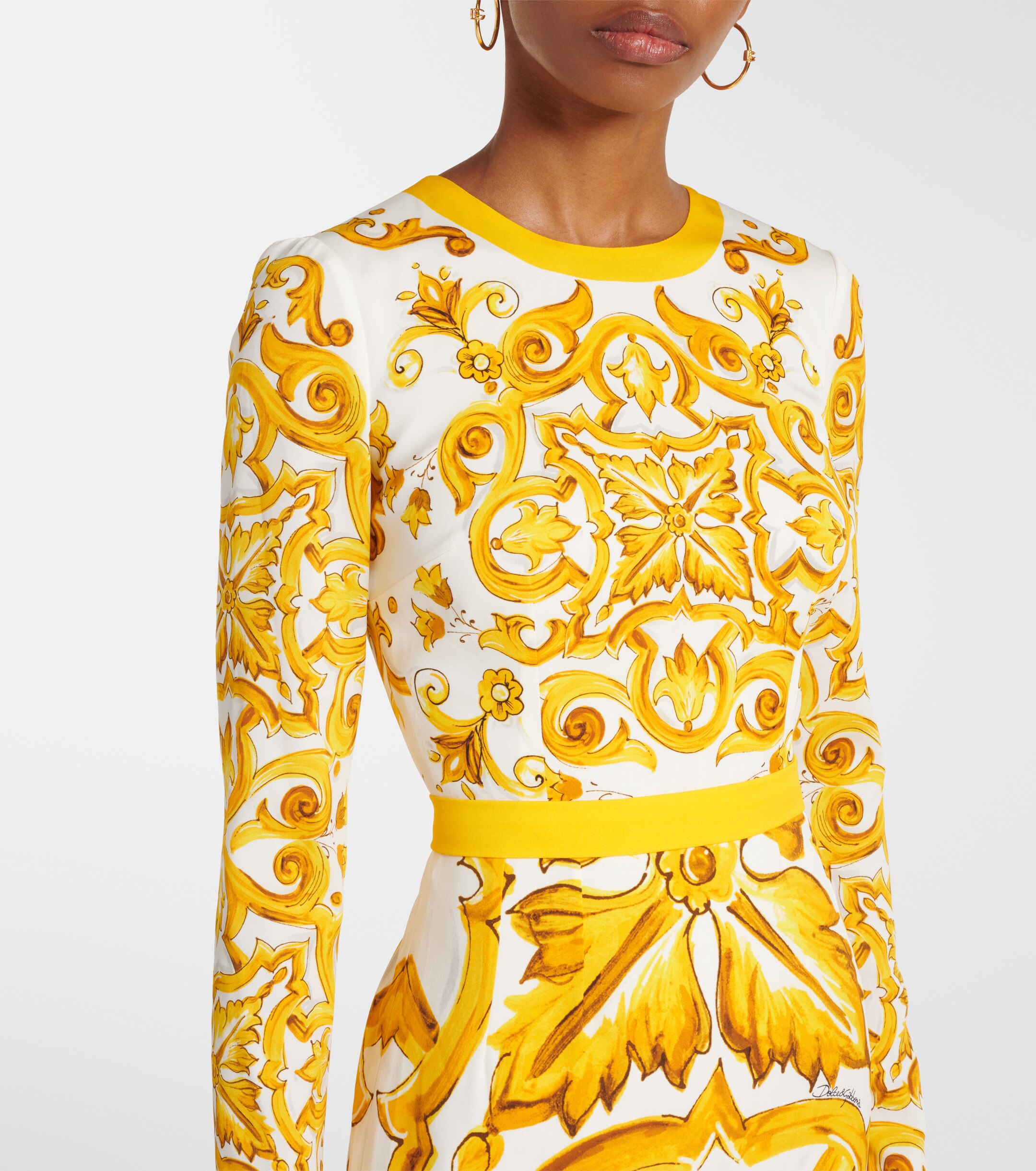Dolce&Gabbana Majolica silk-blend charmeuse midi dress thumbnail