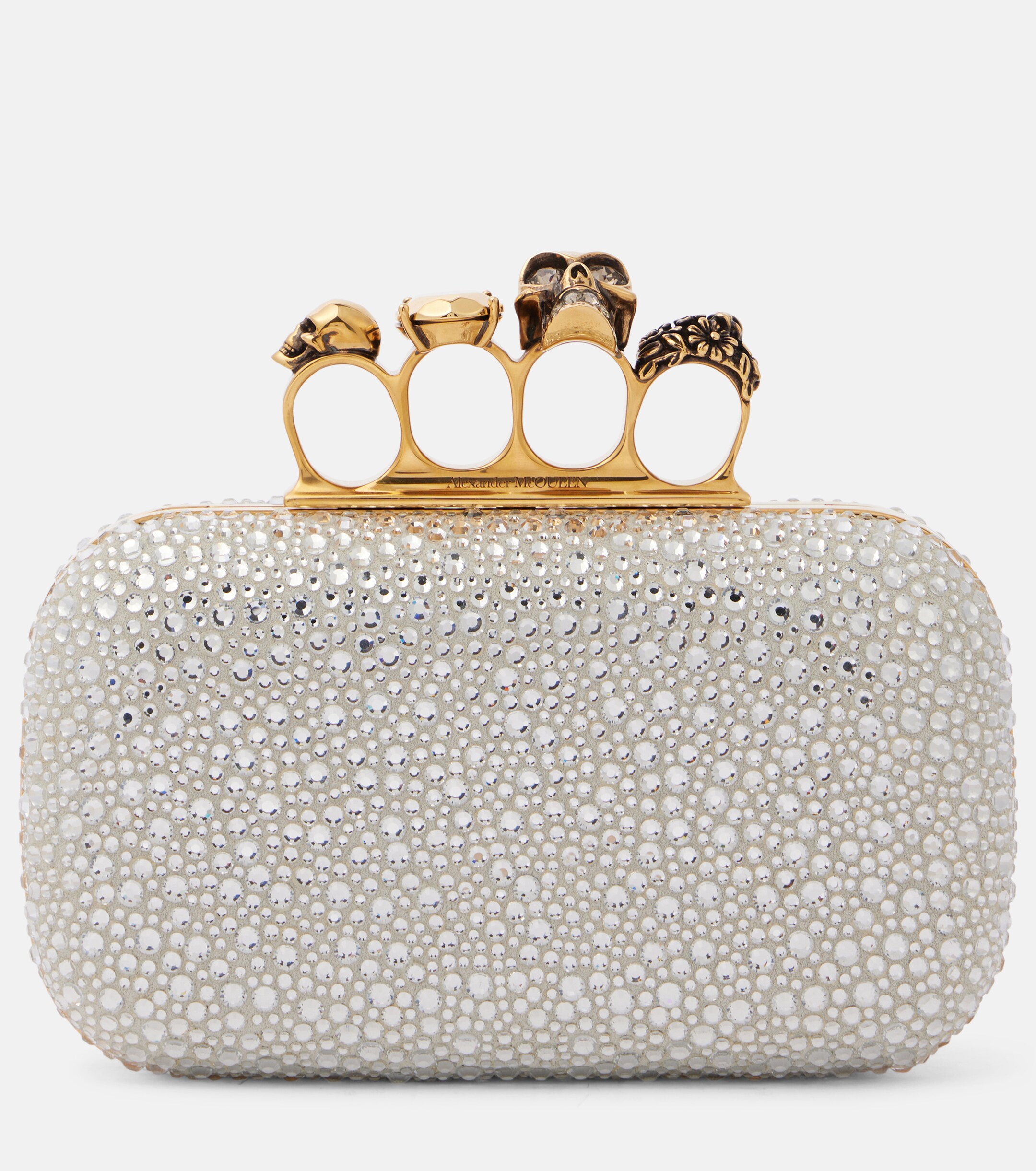 McQueen Knuckle embellished leather clutch
