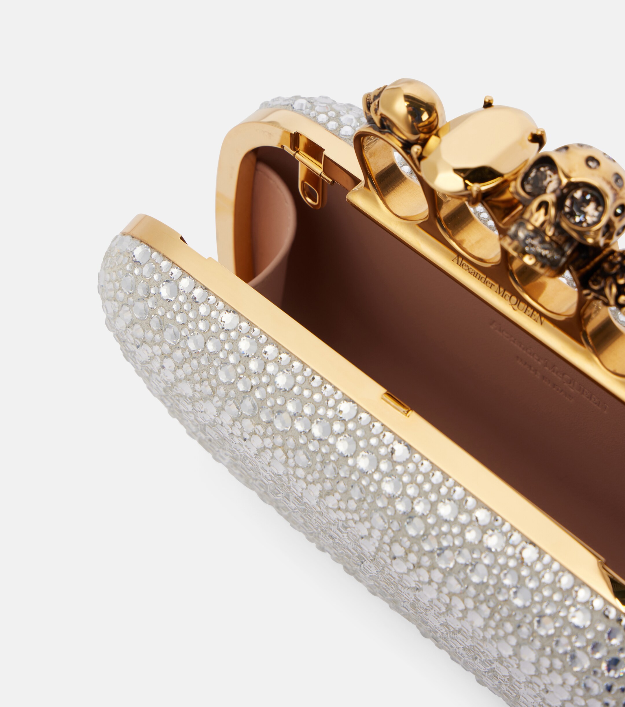 McQueen Knuckle embellished leather clutch