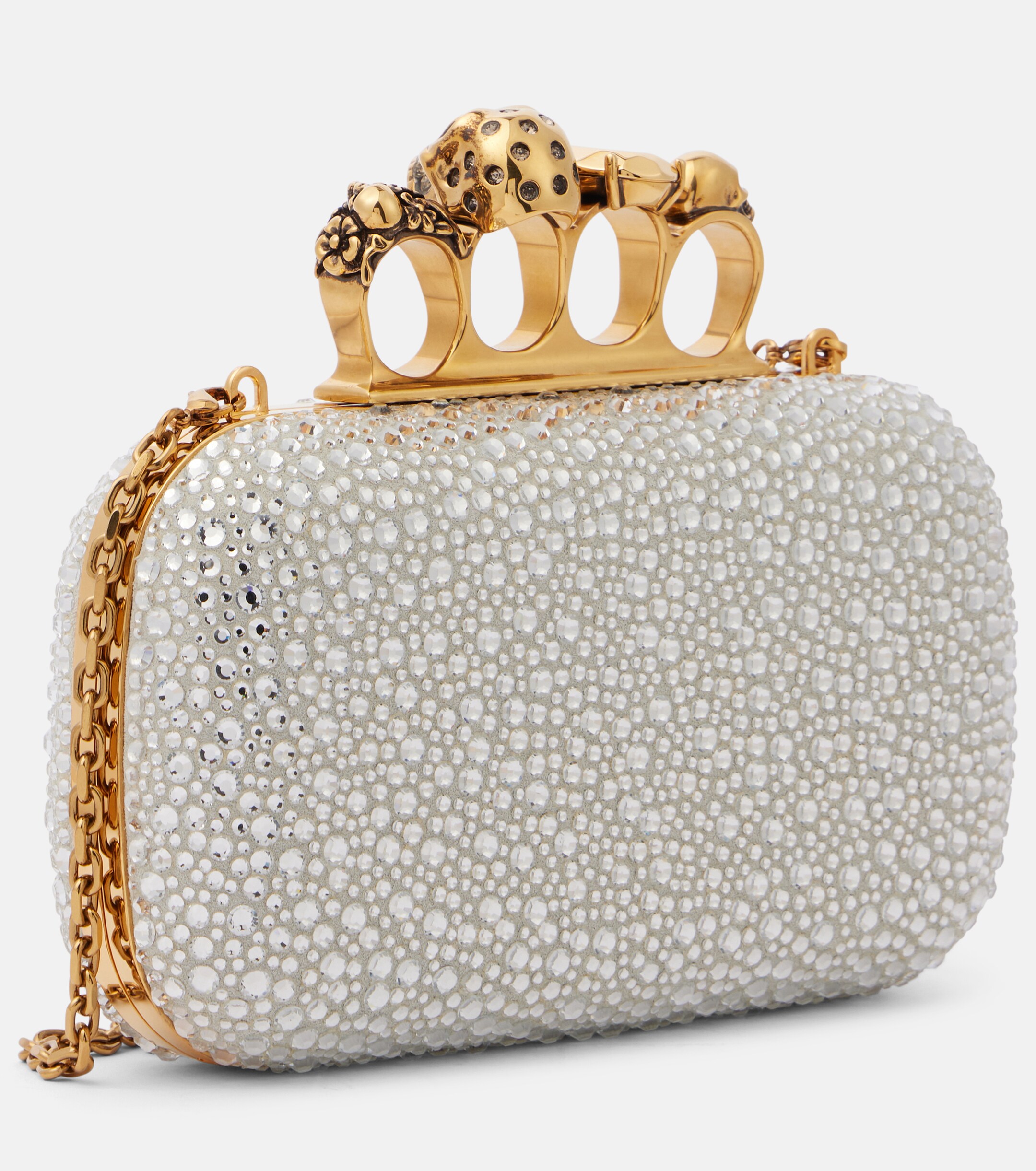 McQueen Knuckle embellished leather clutch