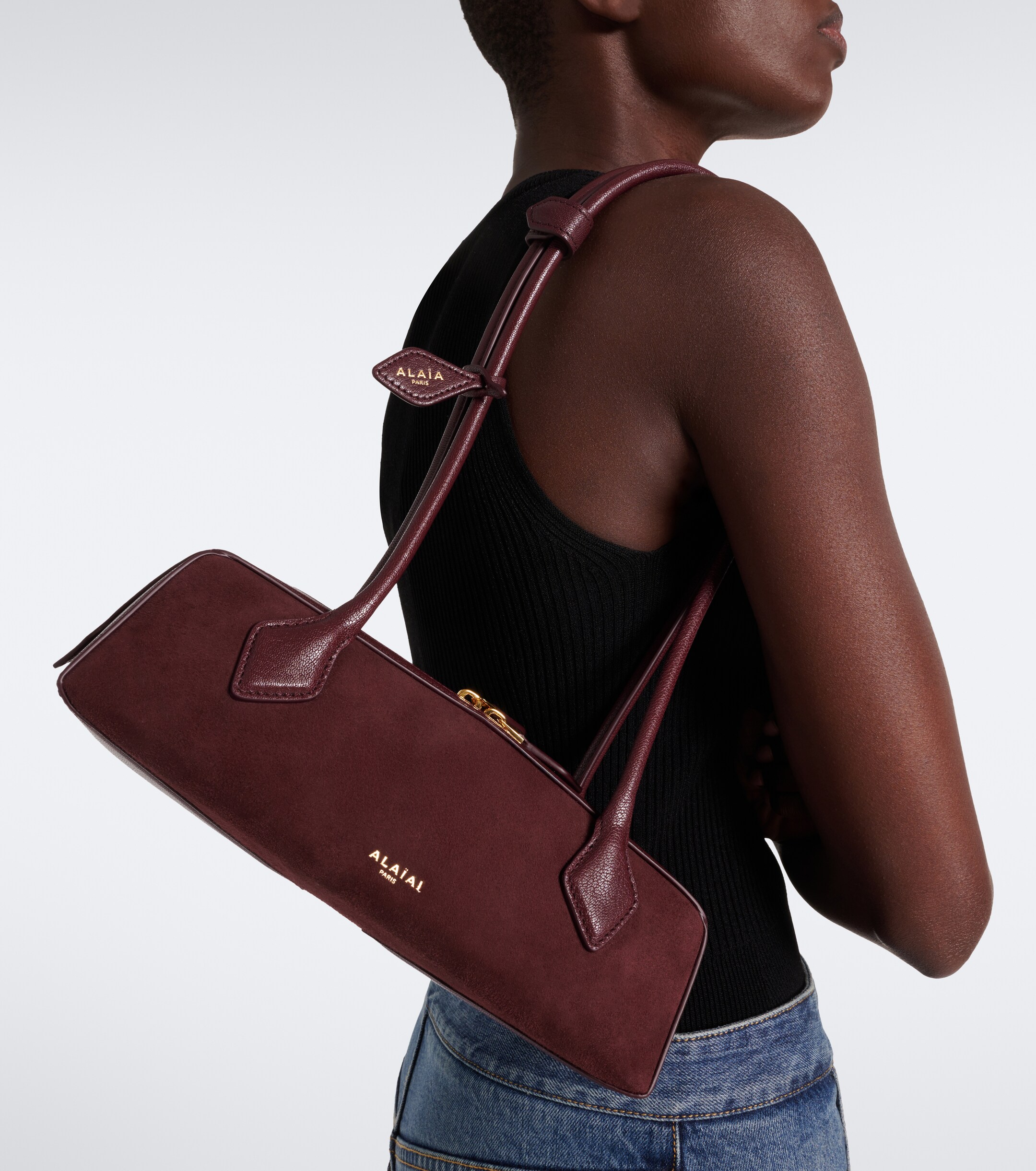 Alaïa Le Teckel Small suede shoulder bag