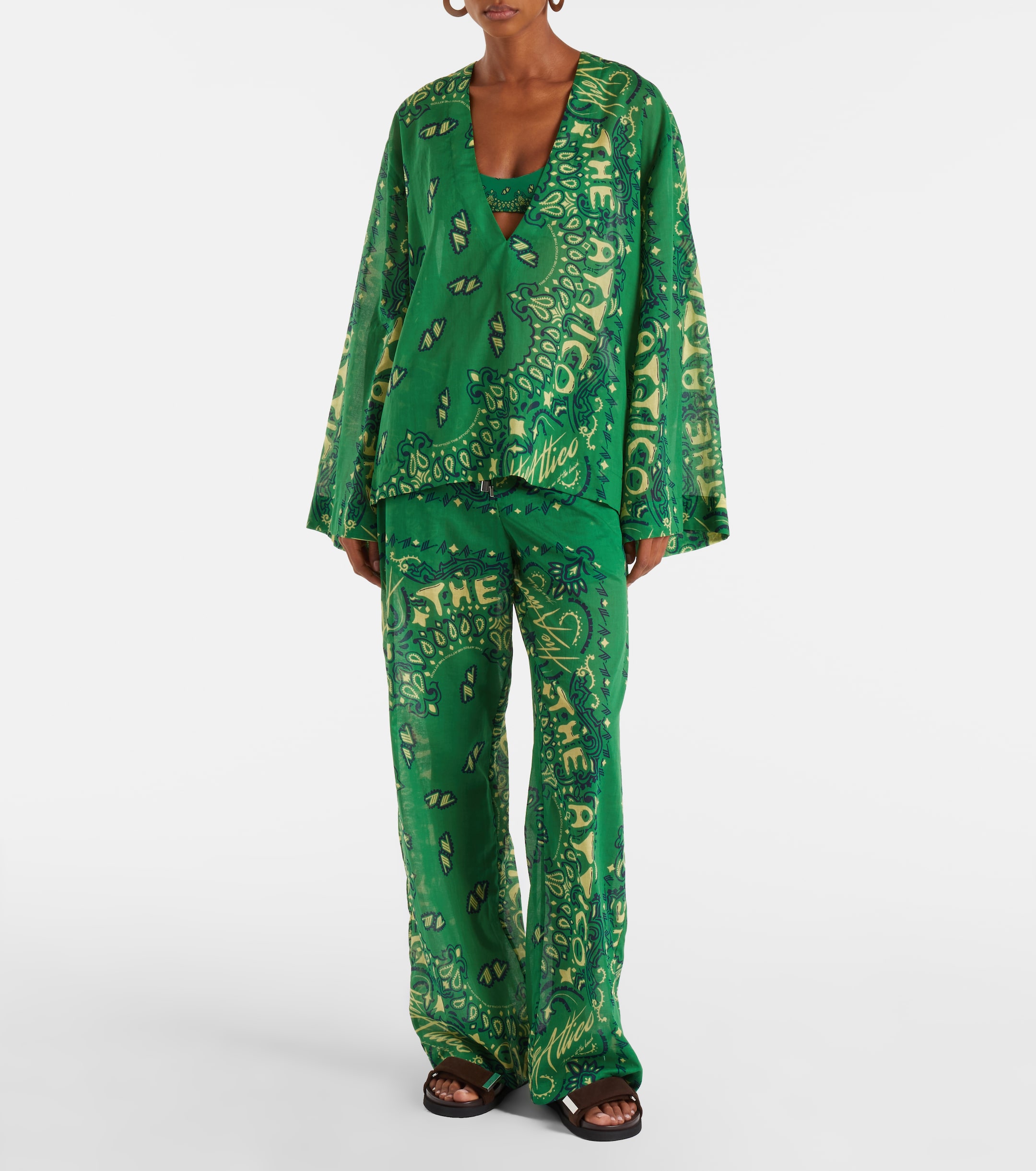 THE ATTICO Bandana oversized cotton muslin top