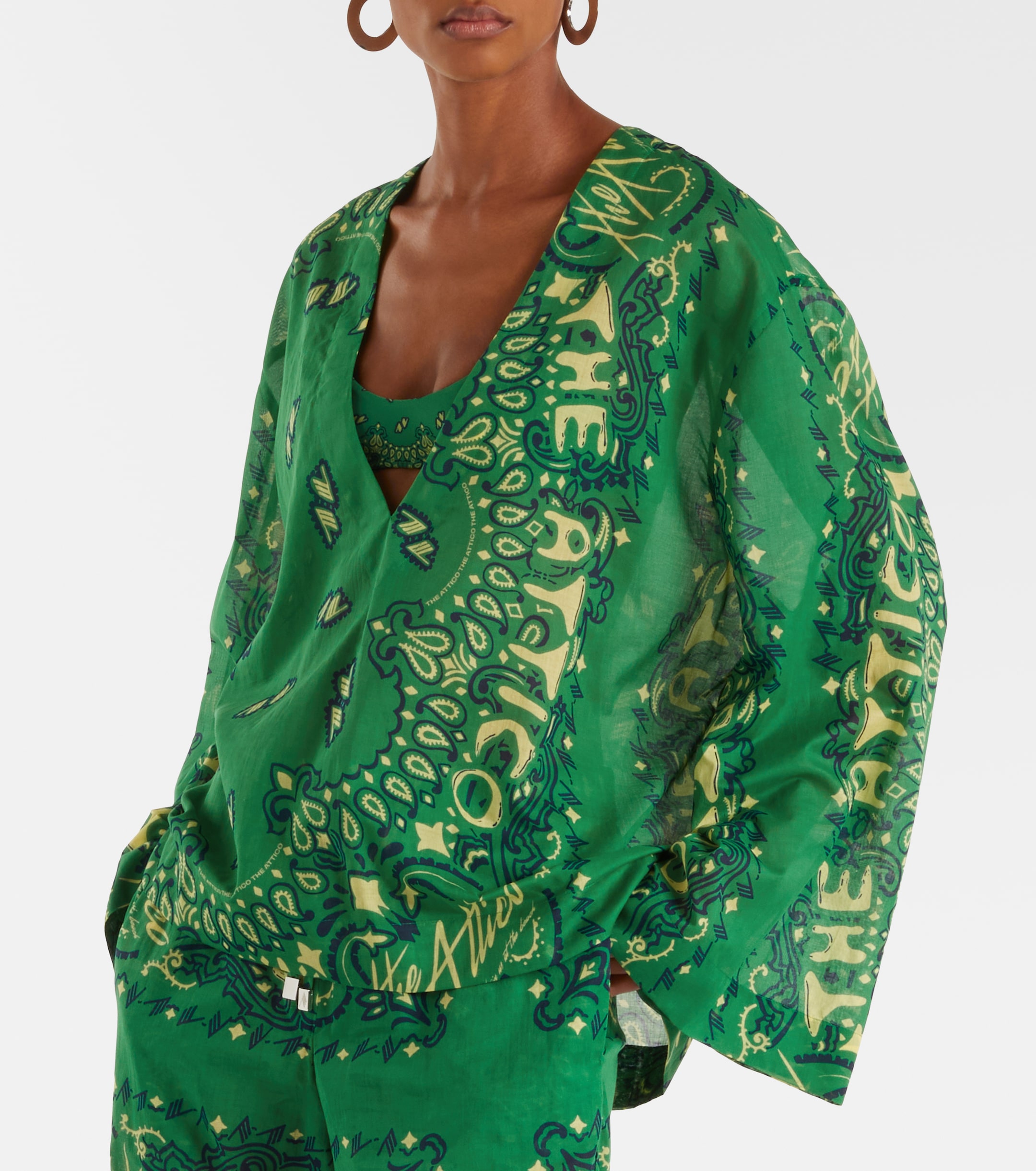 THE ATTICO Bandana oversized cotton muslin top thumbnail