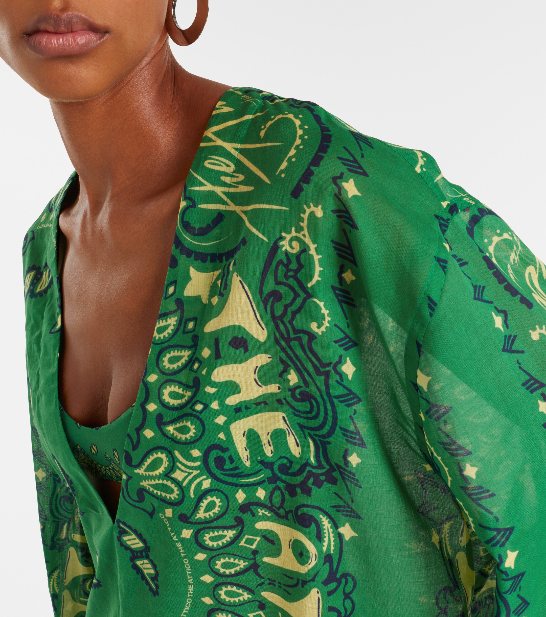 THE ATTICO Bandana oversized cotton muslin top thumbnail