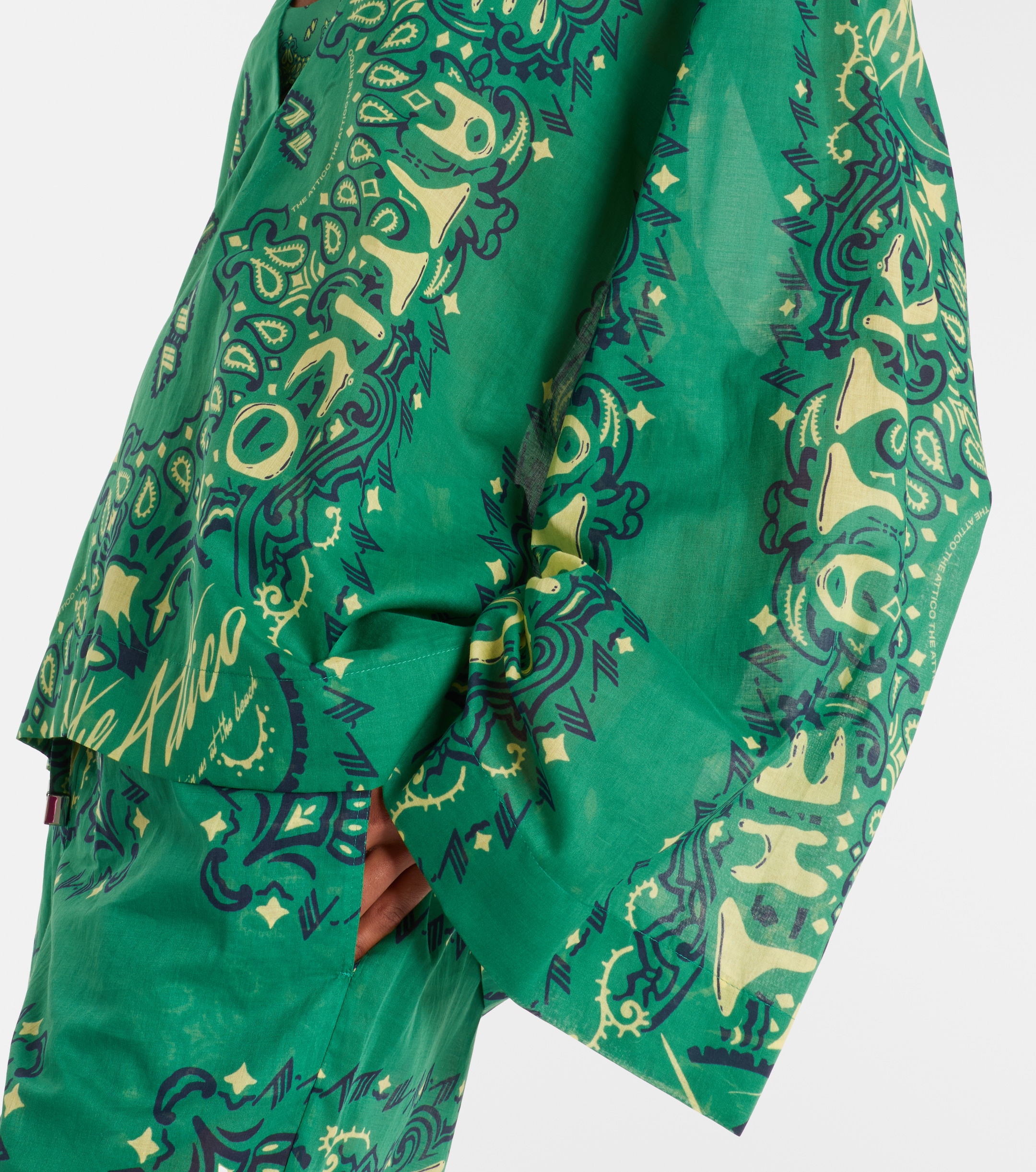 THE ATTICO Bandana oversized cotton muslin top thumbnail