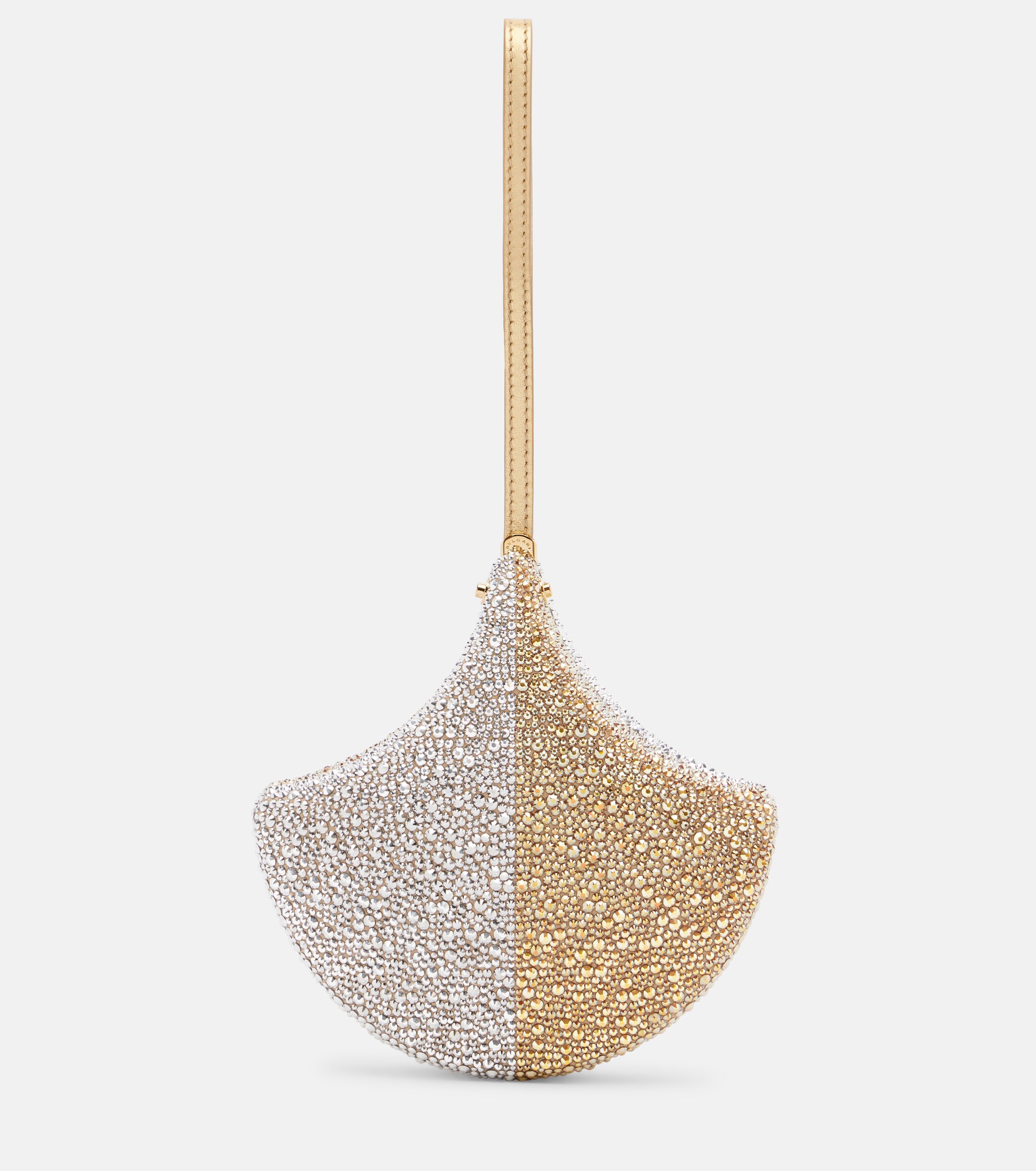 Bvlgari Ginkgo crystal-embellished suede clutch