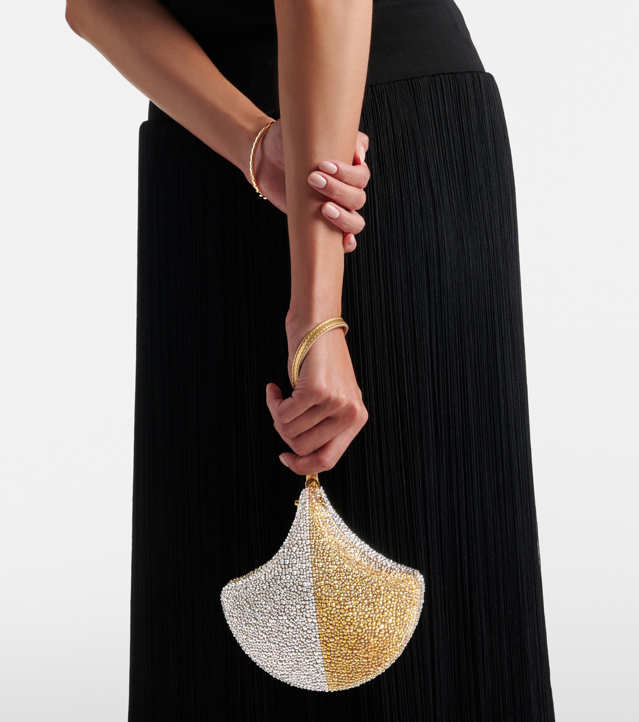 Bvlgari Ginkgo crystal-embellished suede clutch thumbnail