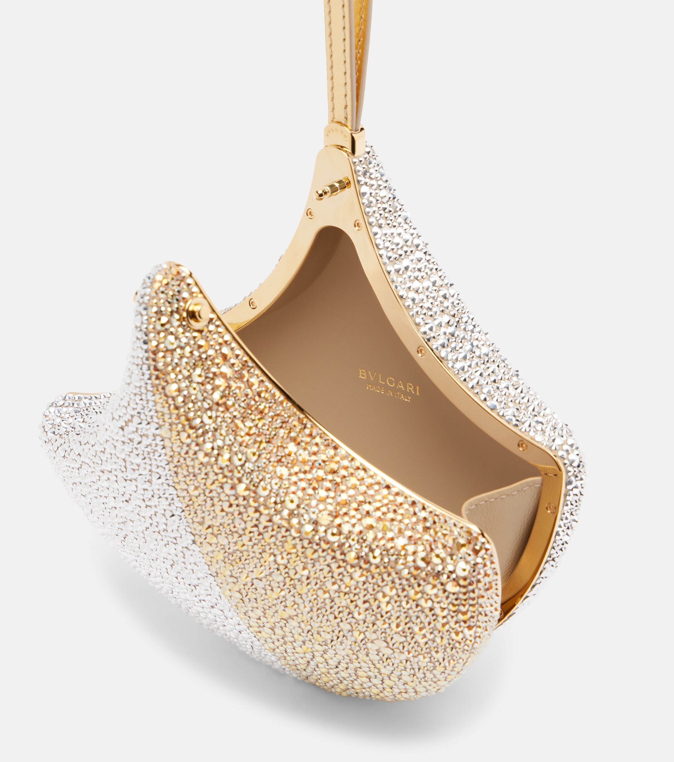 Bvlgari Ginkgo crystal-embellished suede clutch thumbnail
