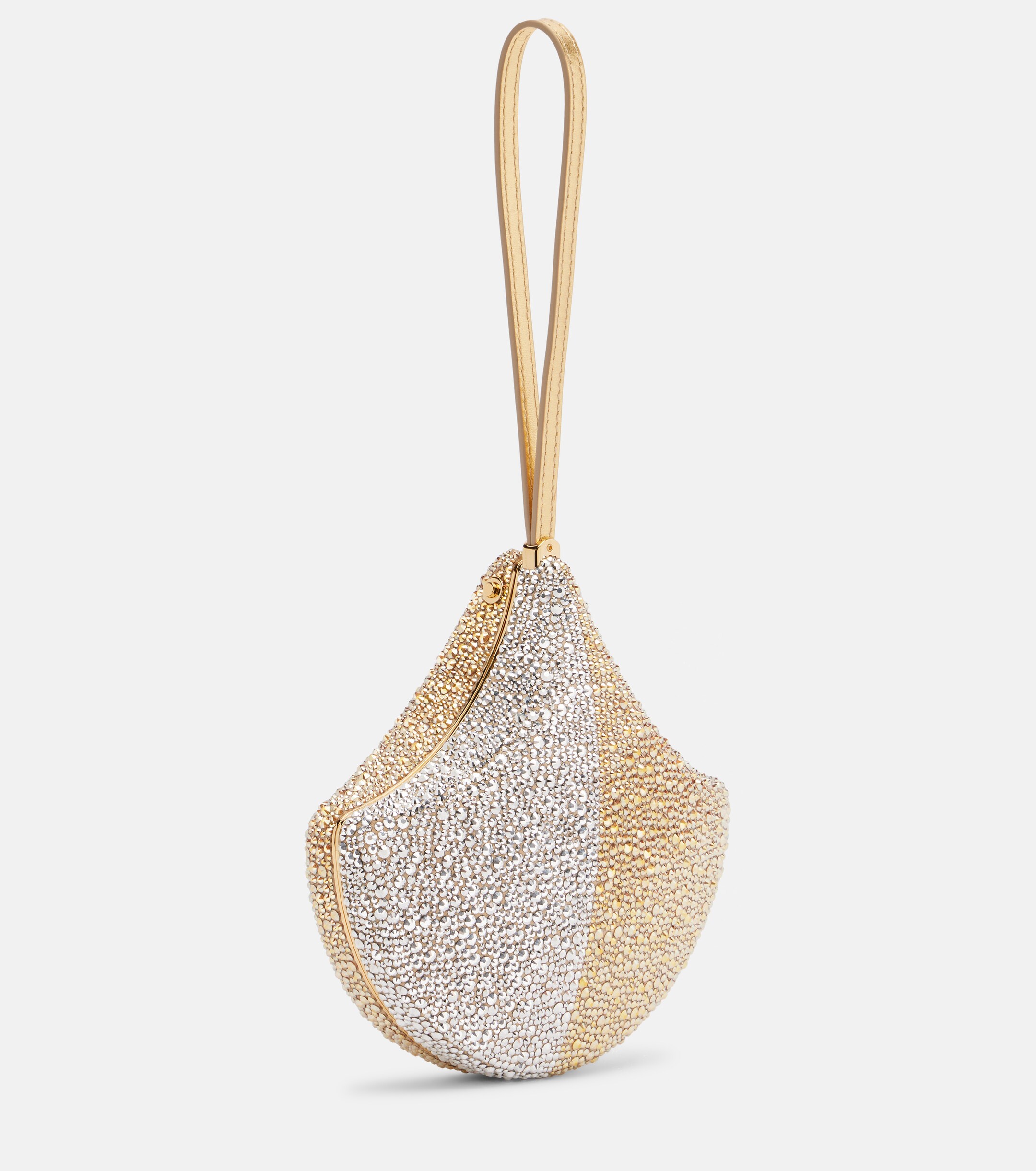 Bvlgari Ginkgo crystal-embellished suede clutch thumbnail