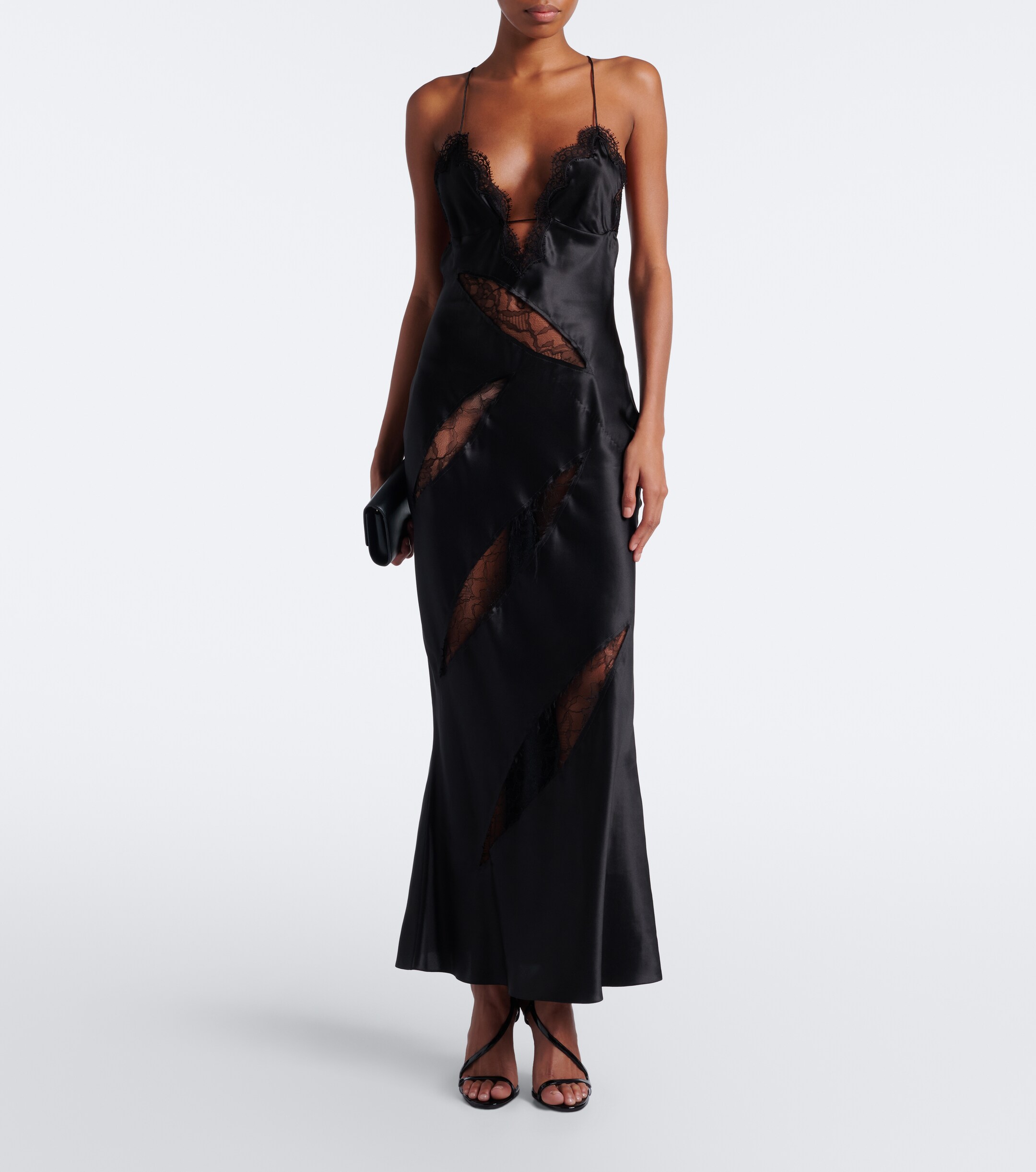 ROBERTO CAVALLI Roberto Cavalli Lace-trimmed silk satin slip dress