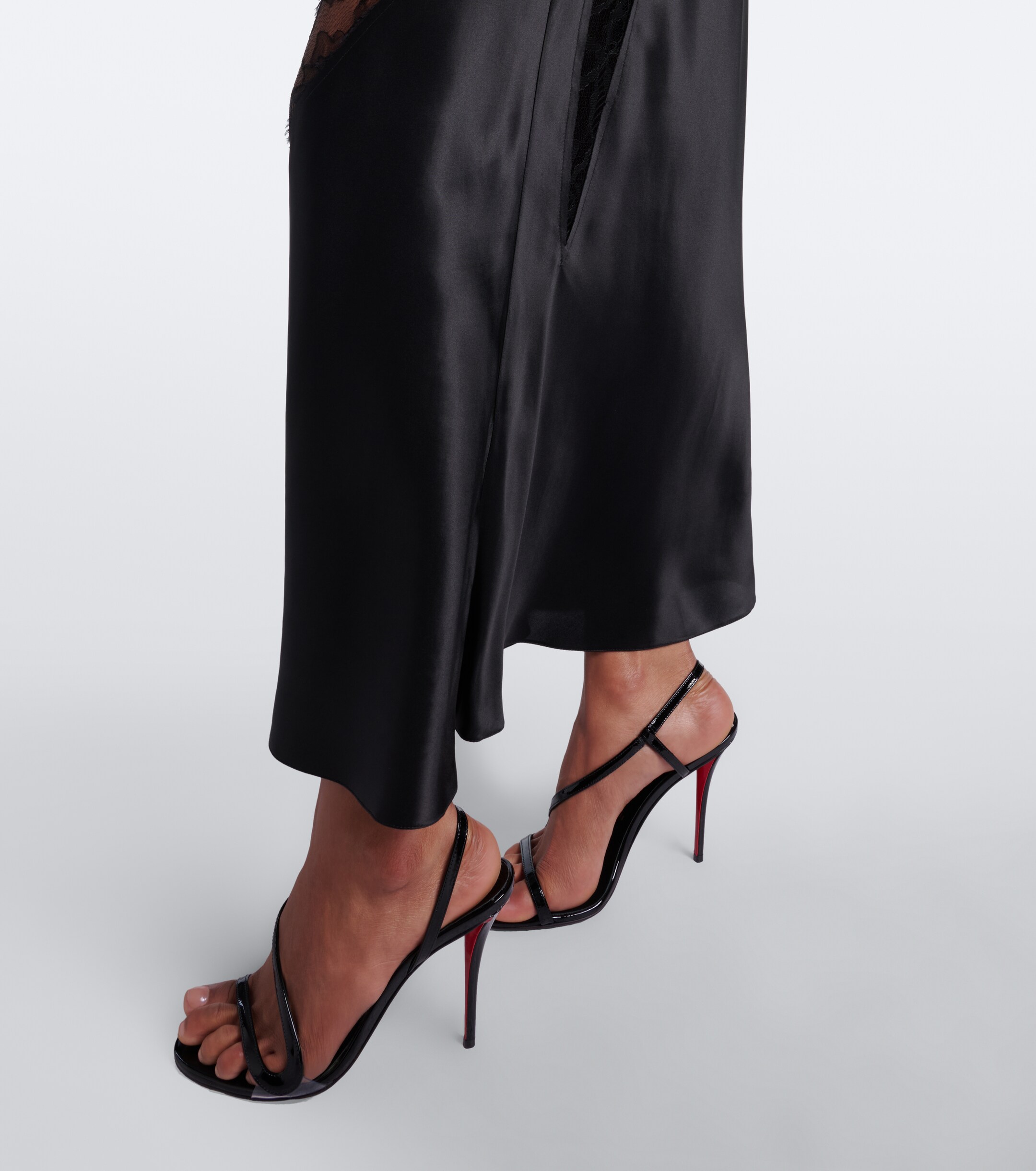 ROBERTO CAVALLI Roberto Cavalli Lace-trimmed silk satin slip dress