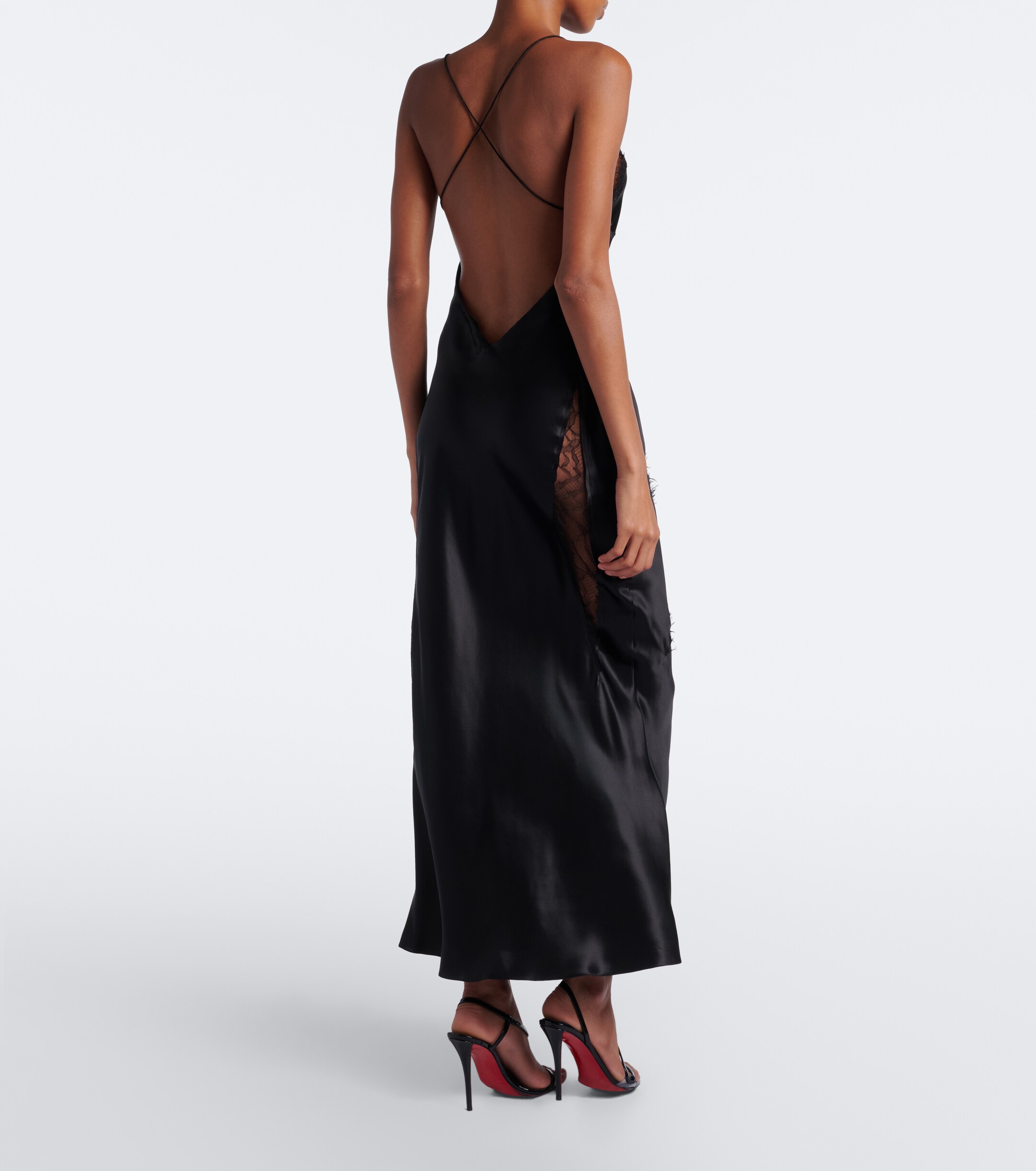 ROBERTO CAVALLI Roberto Cavalli Lace-trimmed silk satin slip dress