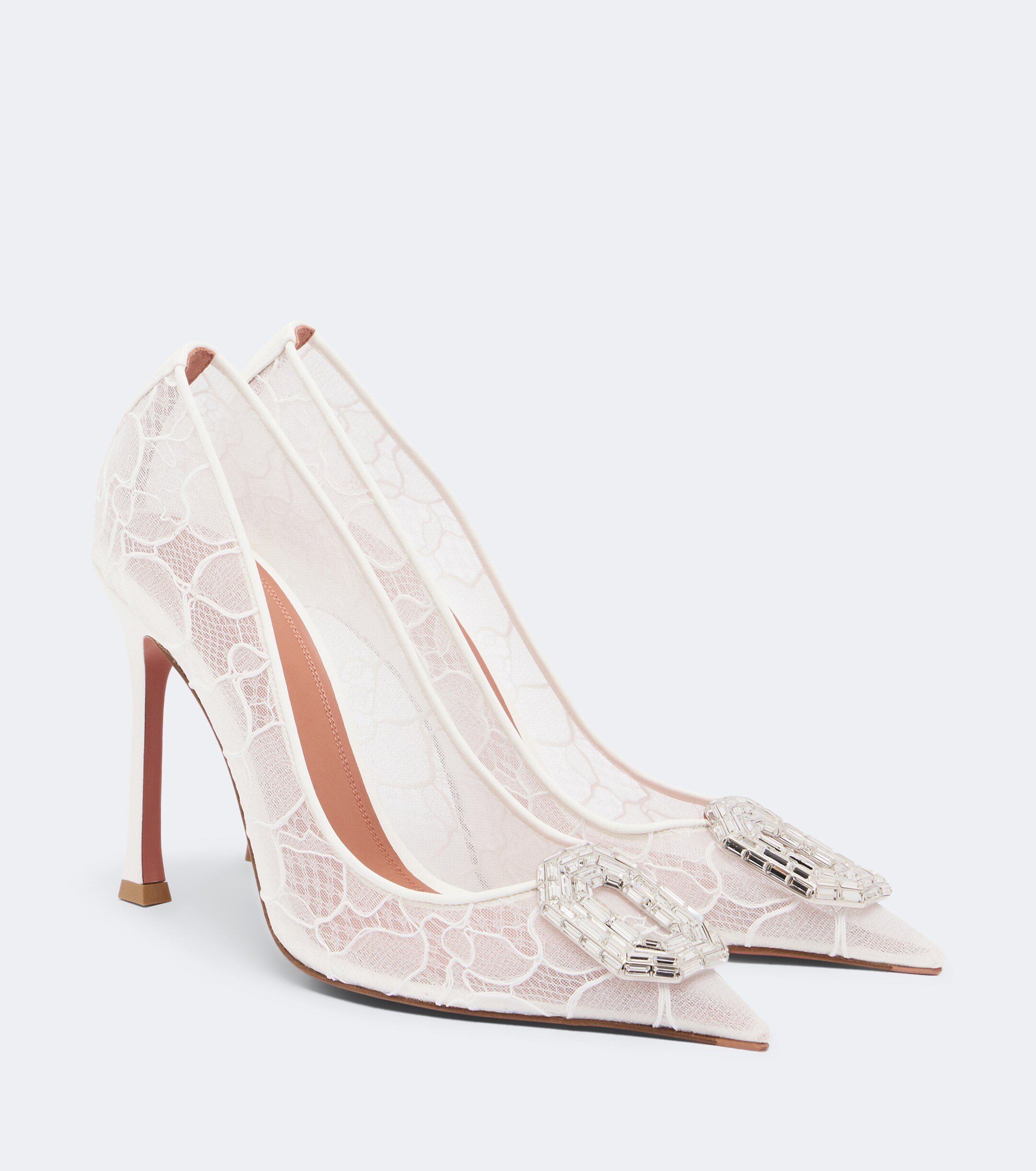 AMINA MUADDI Amina Muaddi Camelia embellished lace pumps