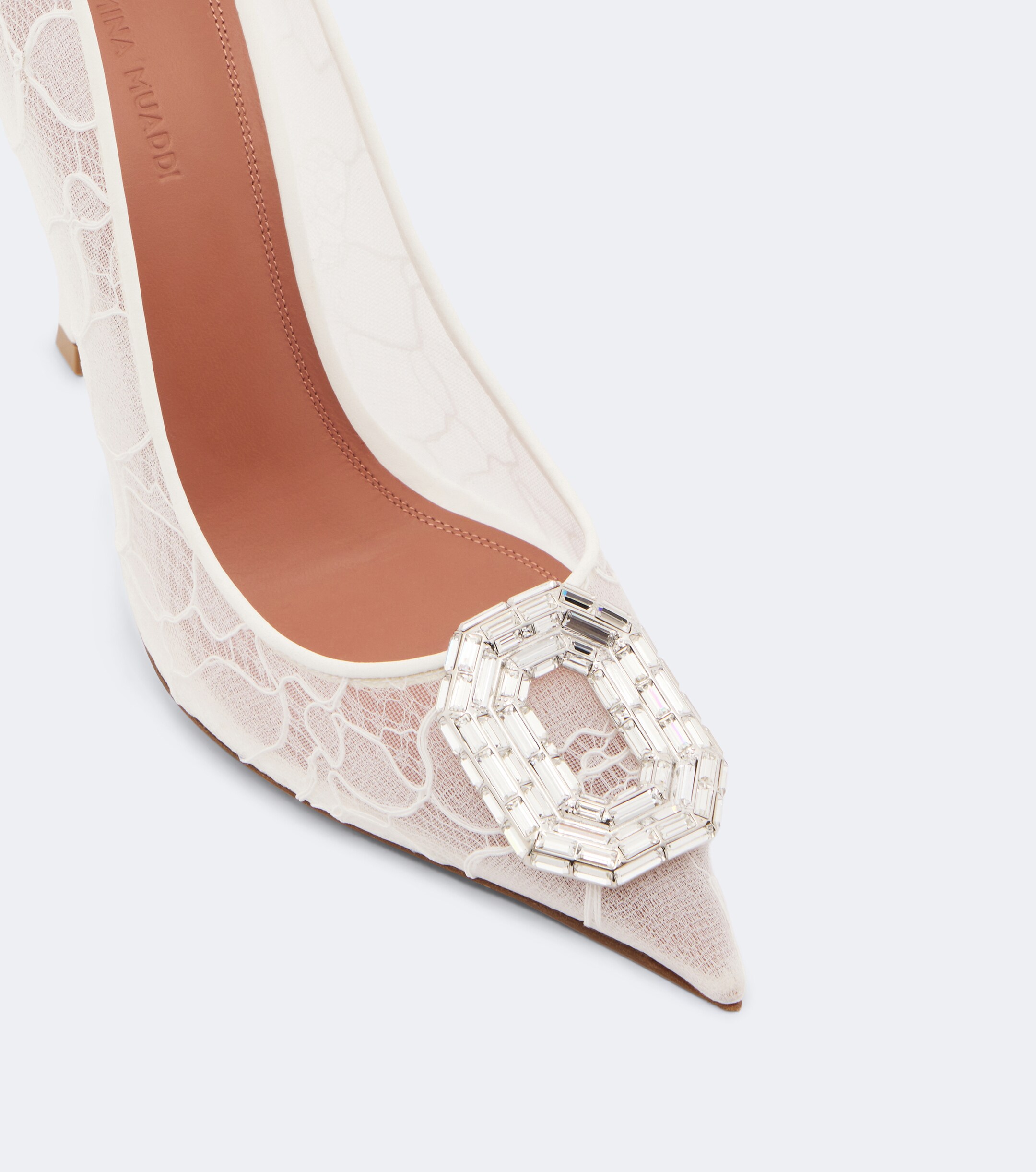 AMINA MUADDI Amina Muaddi Camelia embellished lace pumps
