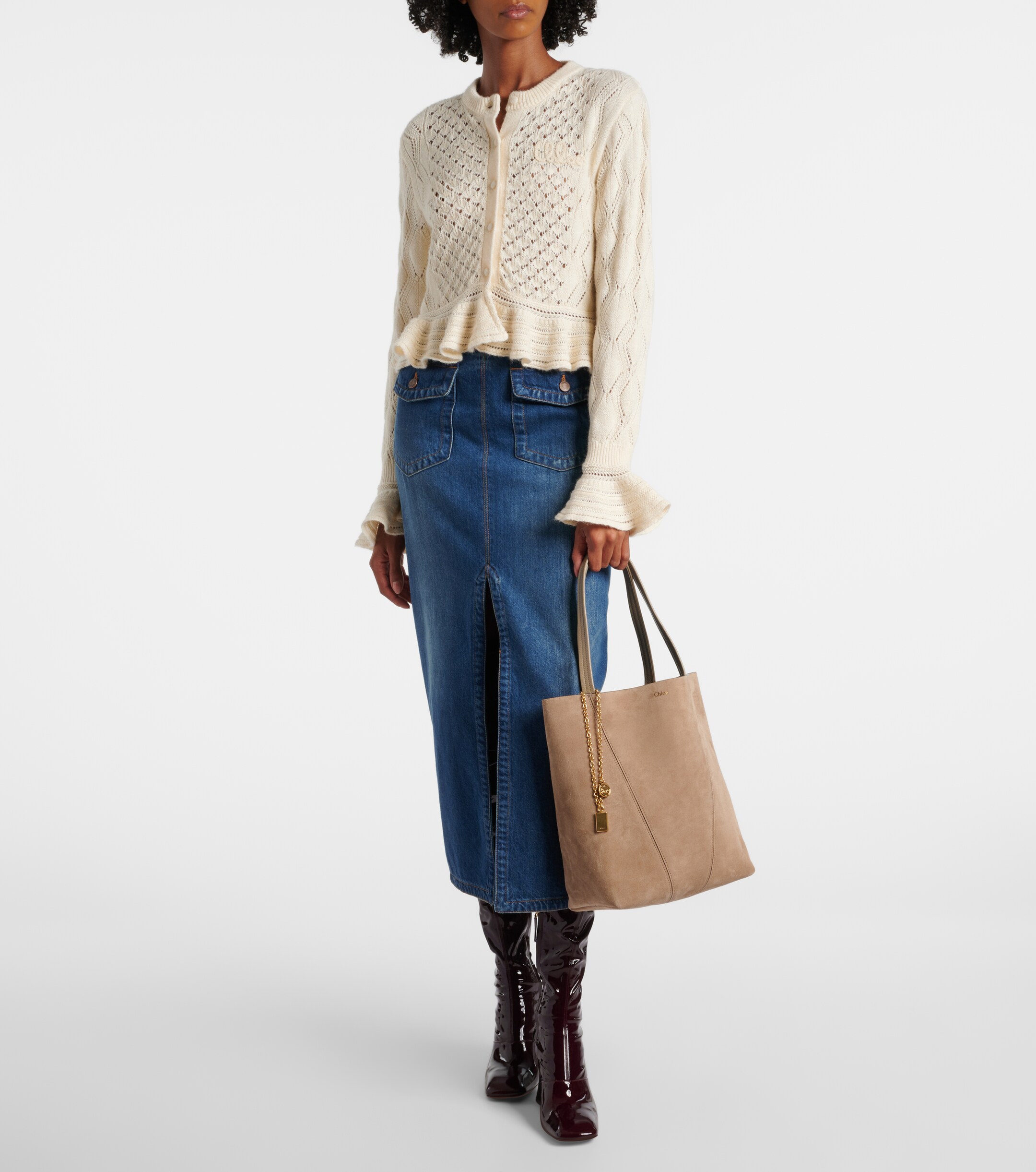 Chloé Chloé Spin Medium suede tote bag
