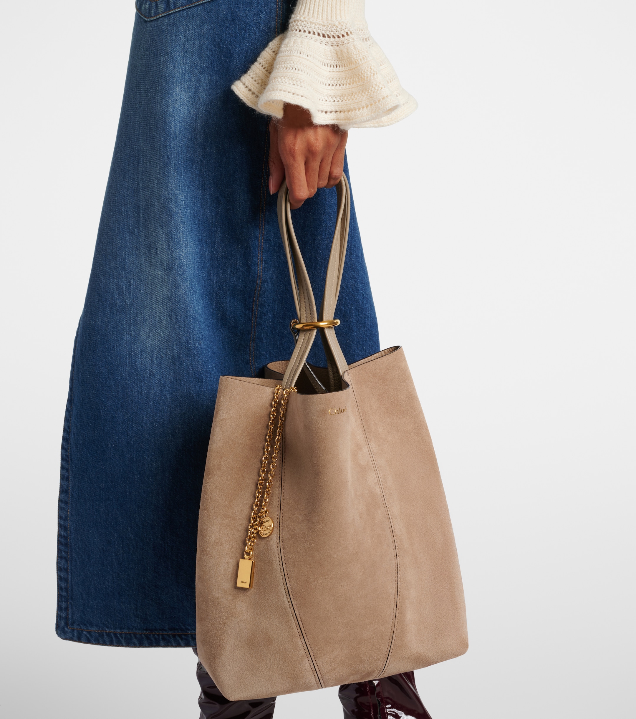 Chloé Chloé Spin Medium suede tote bag