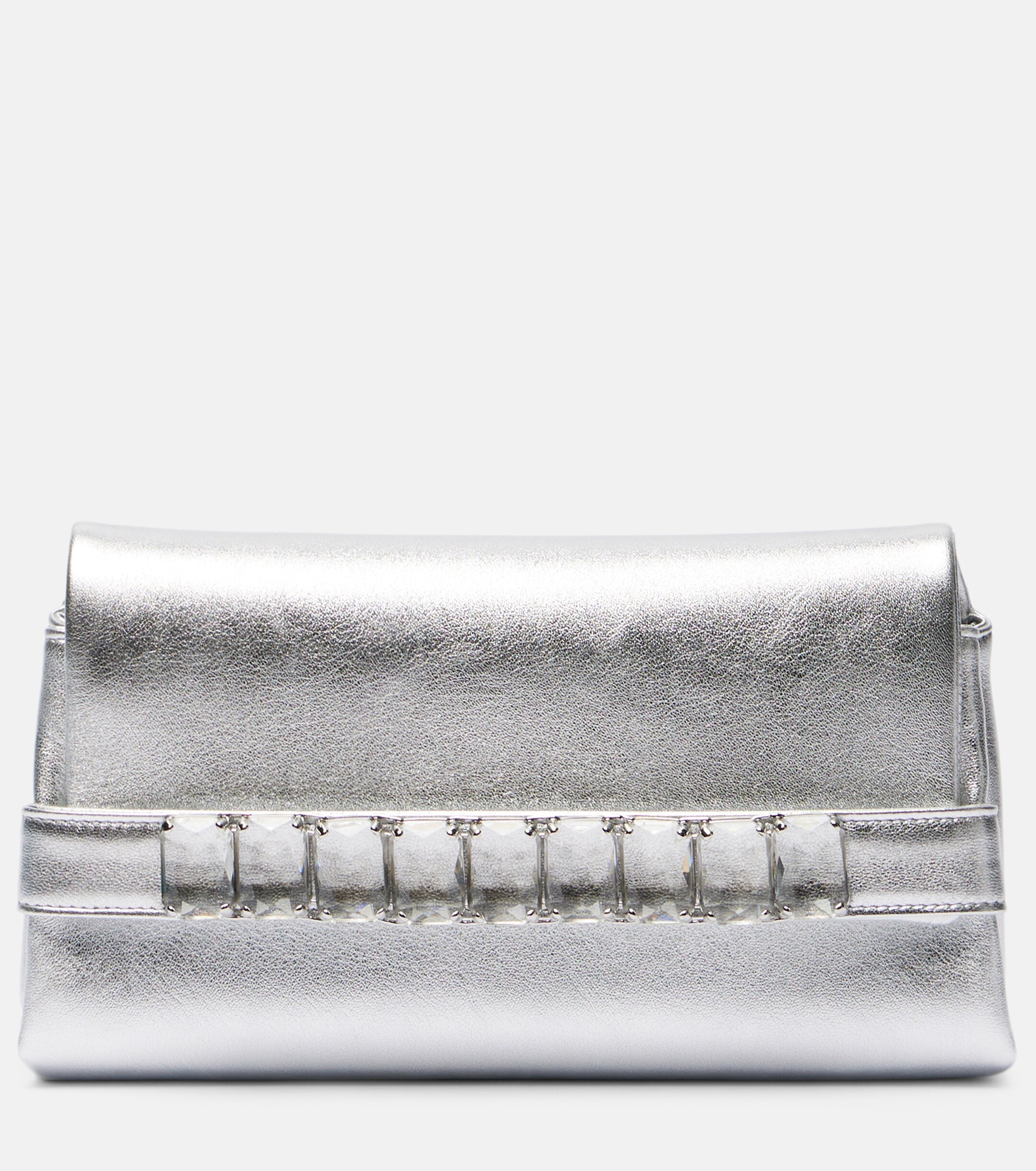 JIMMY CHOO Kya metallic leather clutch
