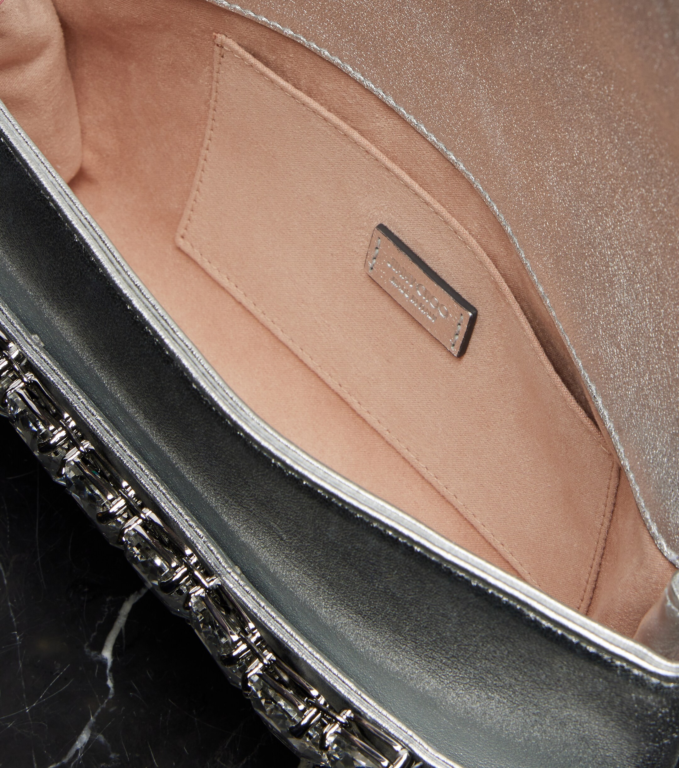 JIMMY CHOO Kya metallic leather clutch