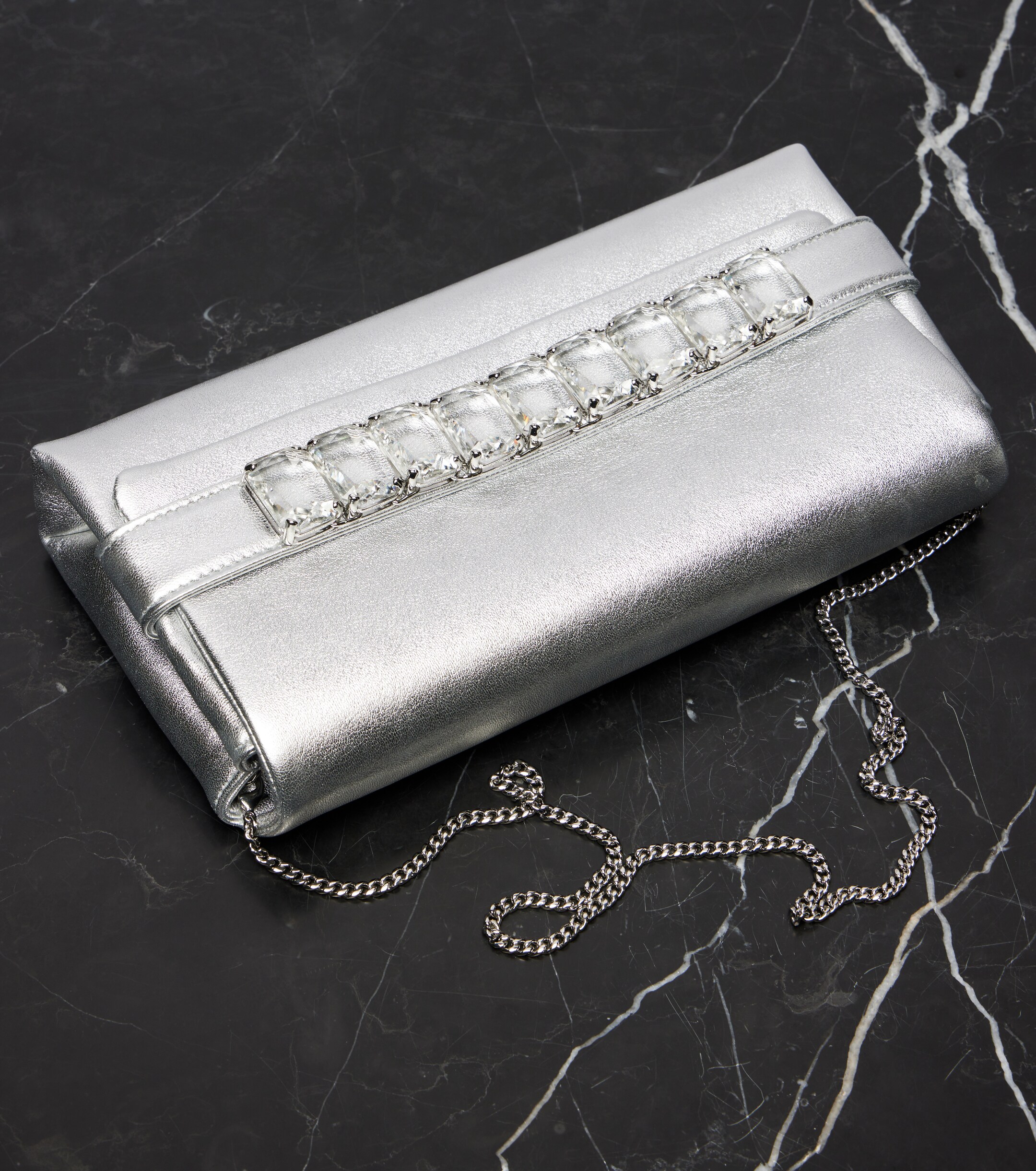 JIMMY CHOO Kya metallic leather clutch