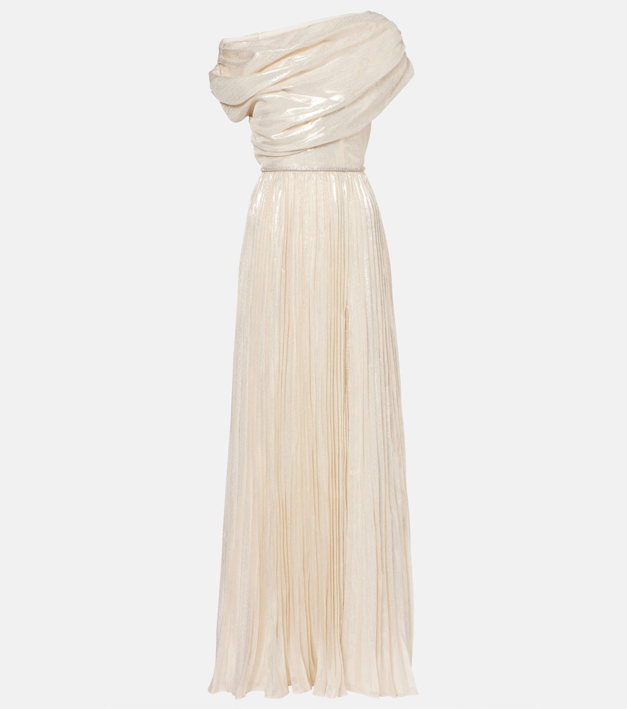 self-portrait Asymmetric draped silk-blend chiffon maxi dress thumbnail
