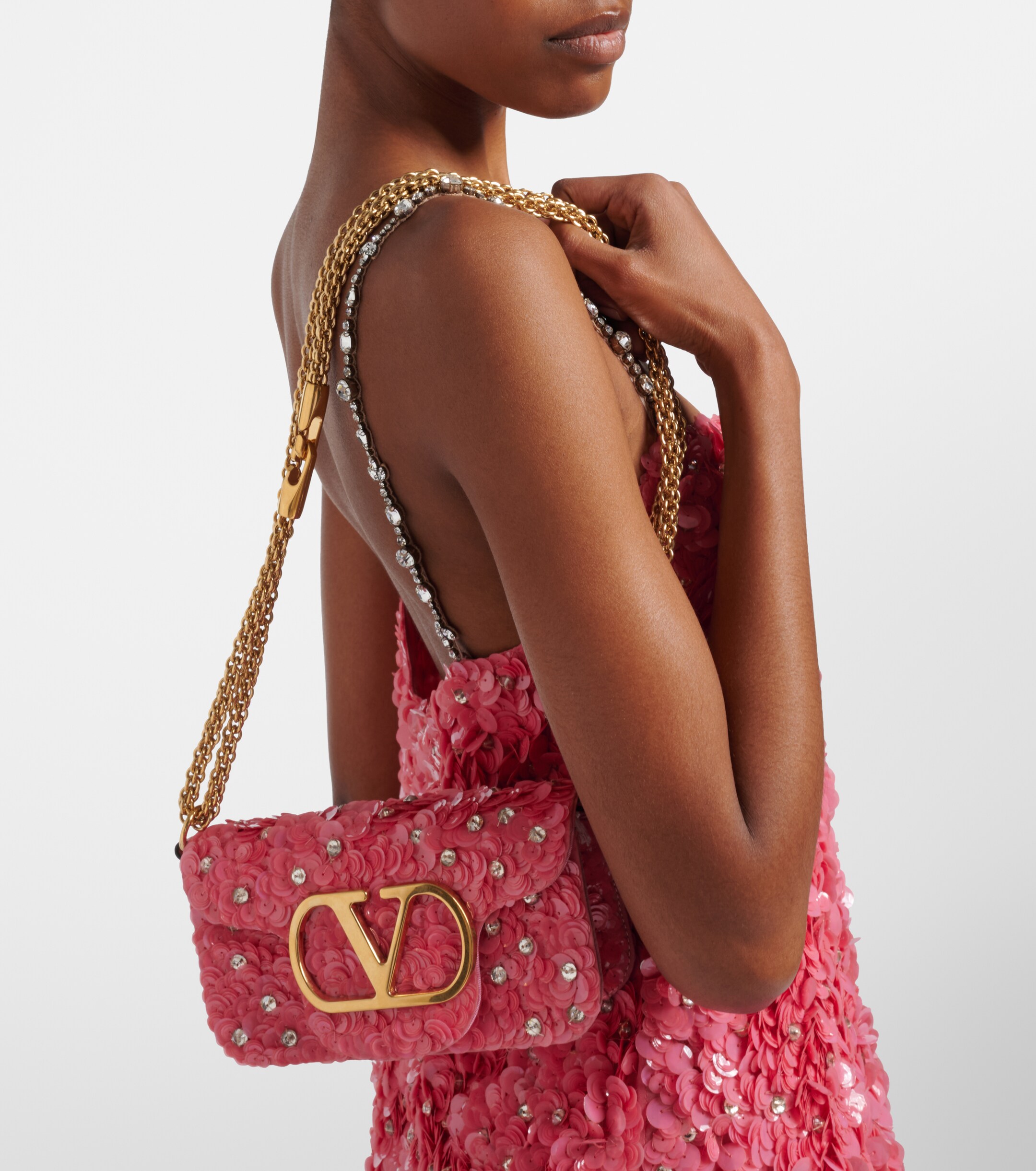 Valentino Garavani Locò Small sequined shoulder bag thumbnail