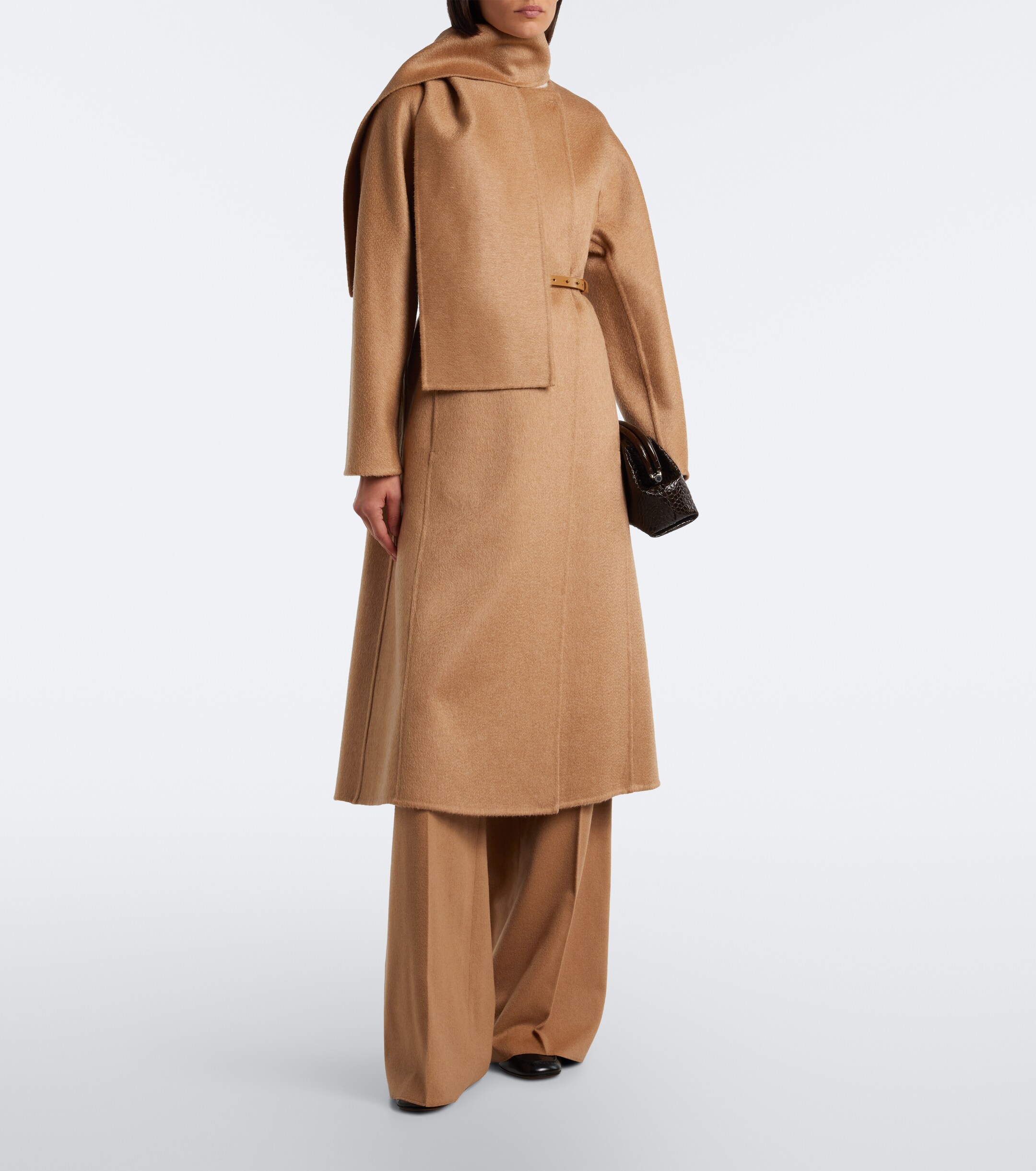 Max Mara Max Mara Scarf-detail camel hair and mohair coat