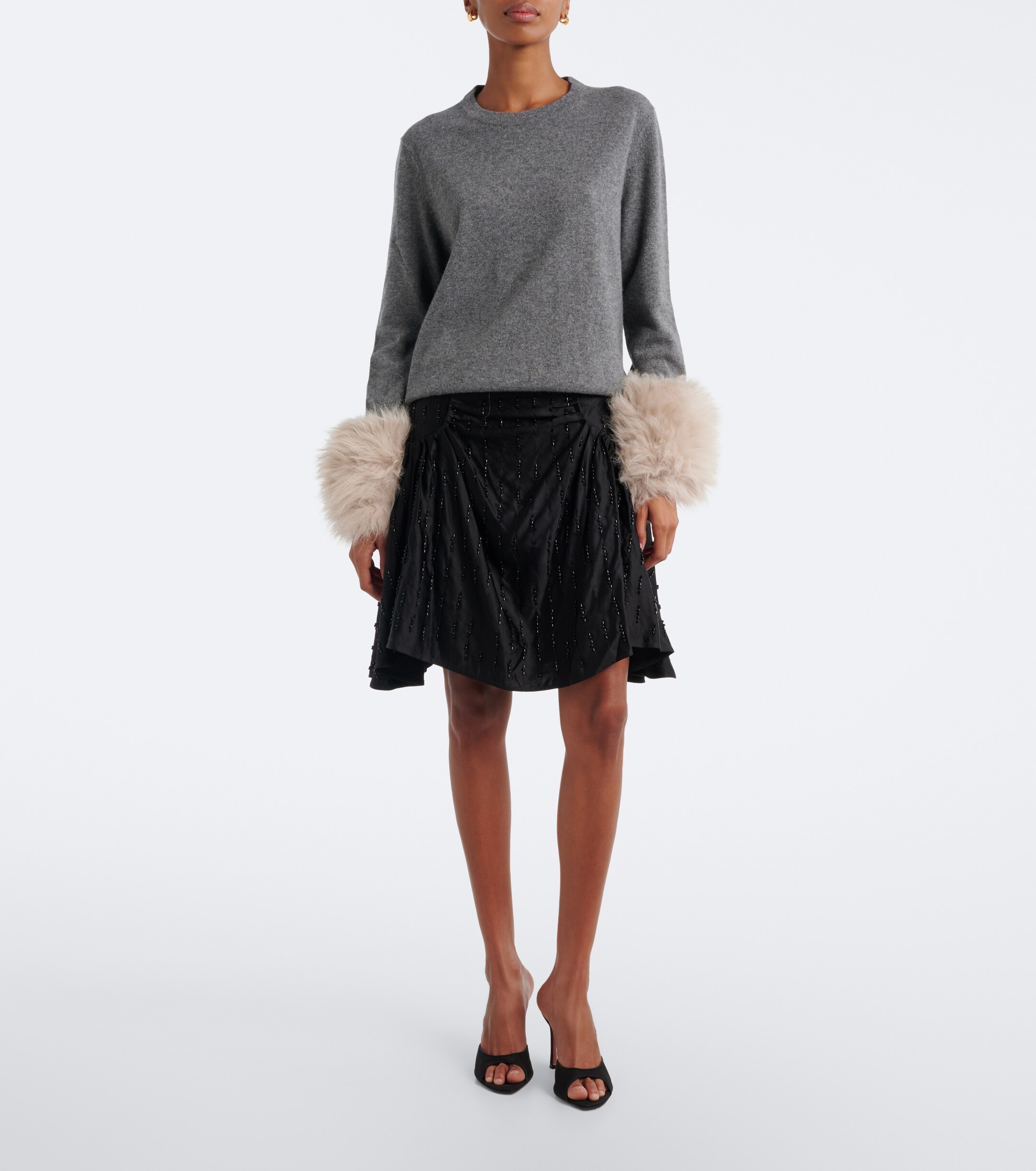 Jacques Wei Jacques Wei Embellished ruched satin miniskirt