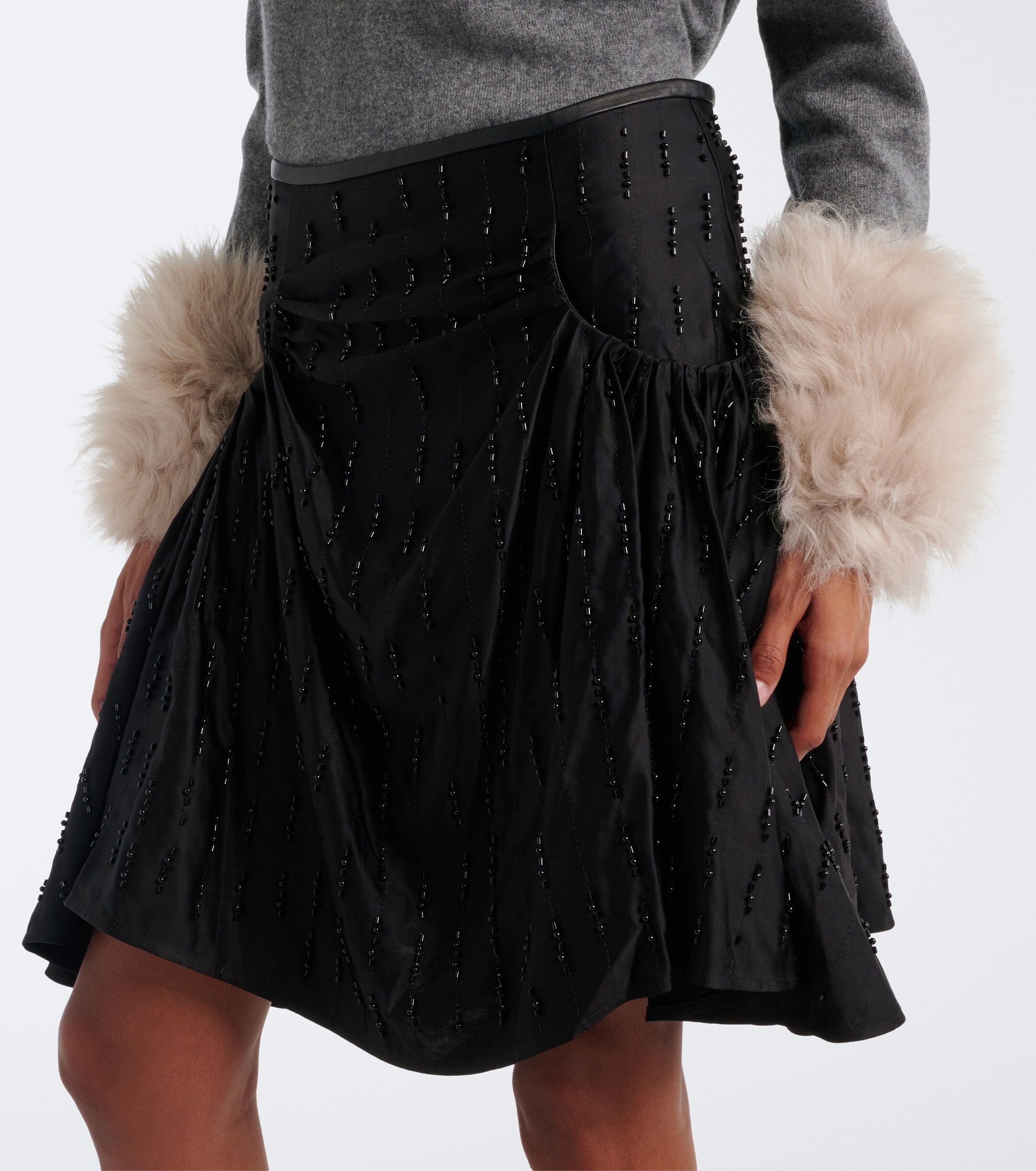 Jacques Wei Jacques Wei Embellished ruched satin miniskirt