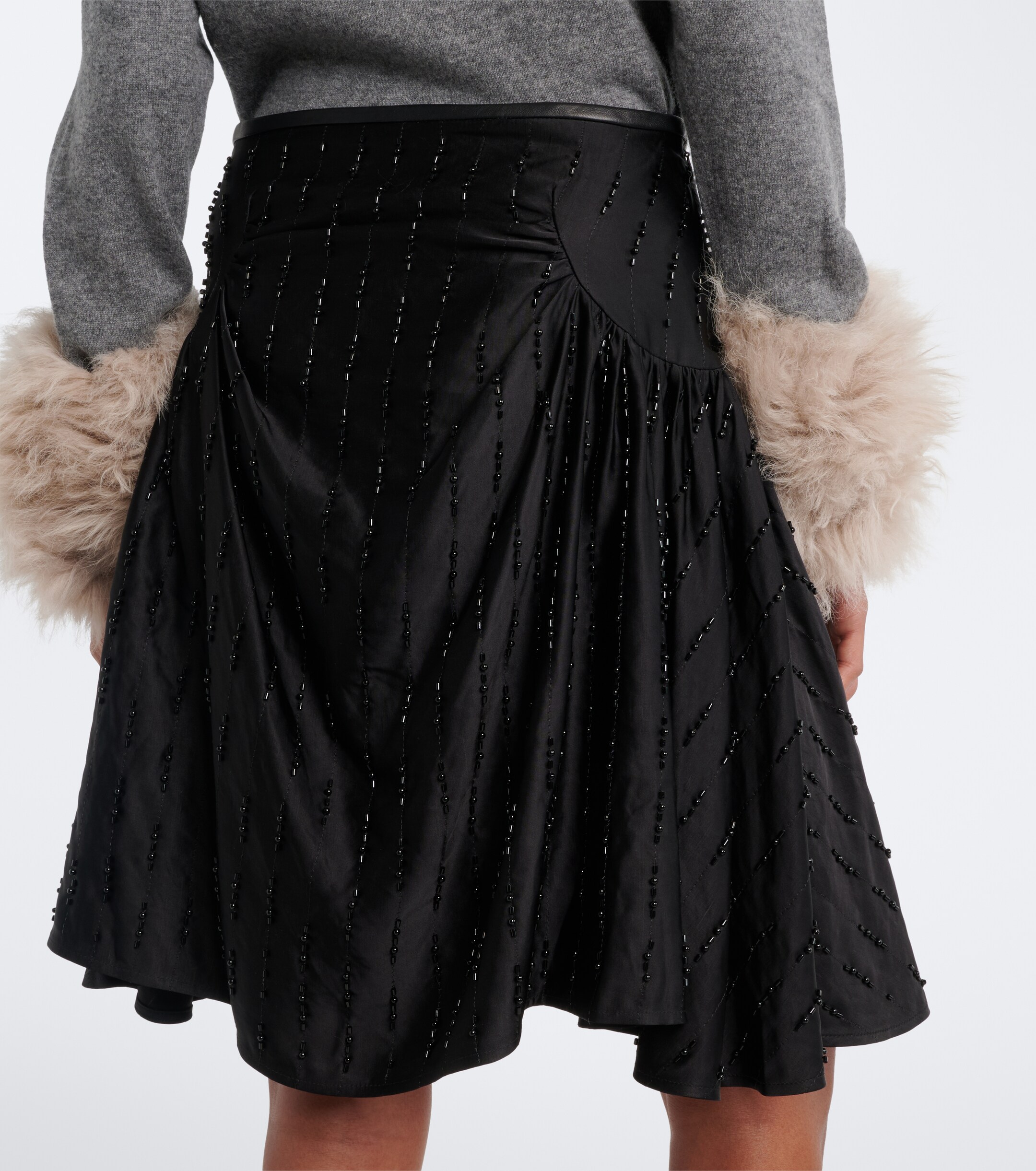Jacques Wei Jacques Wei Embellished ruched satin miniskirt
