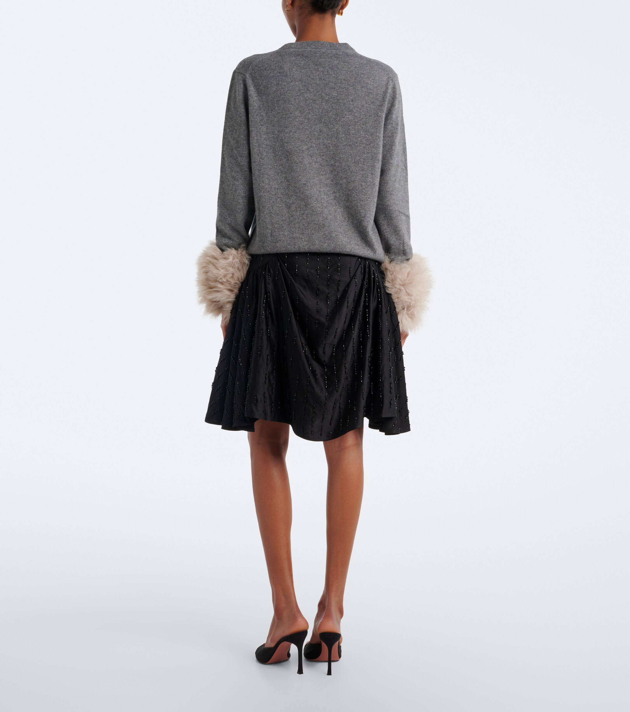 Jacques Wei Jacques Wei Embellished ruched satin miniskirt