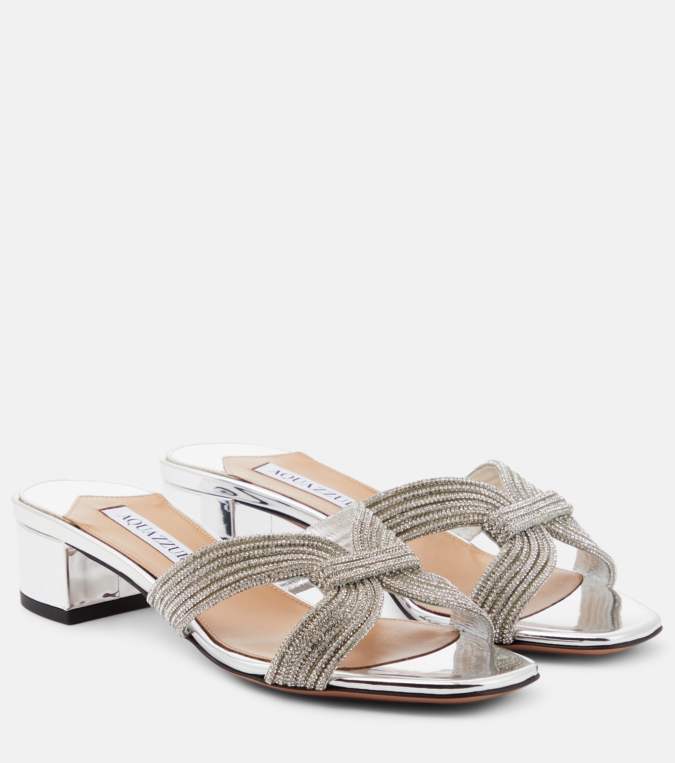 AQUAZZURA Crystal Muse 35 embellished mules
